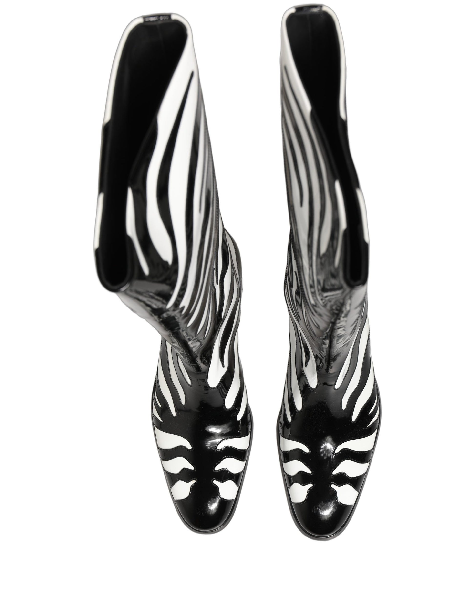 Black White Zebra Knee High Men Boots Shoes