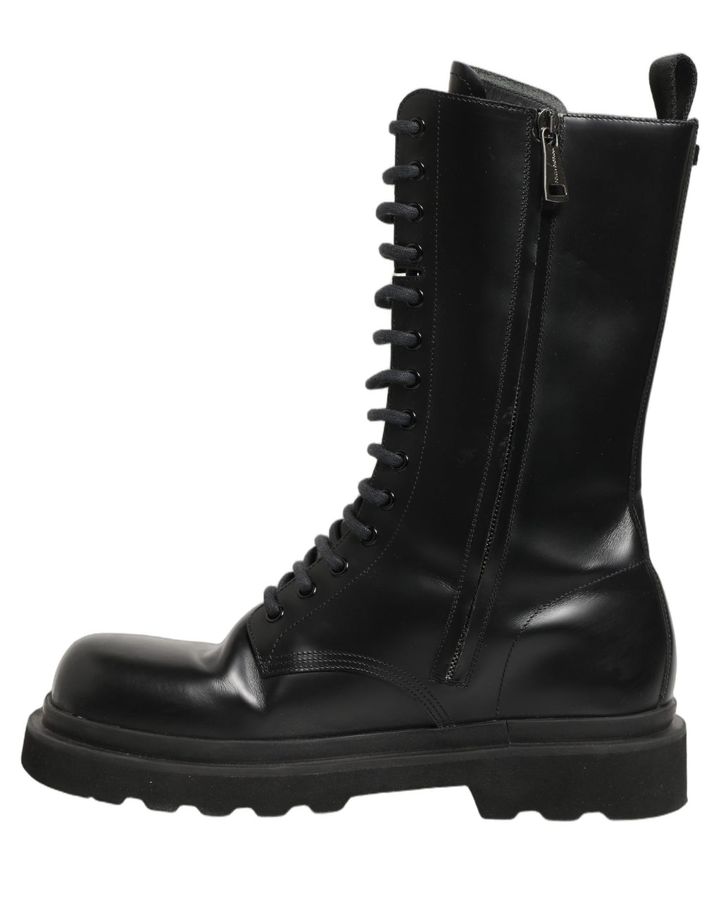 Black Leather Lace Up Men Combat Boots Shoes