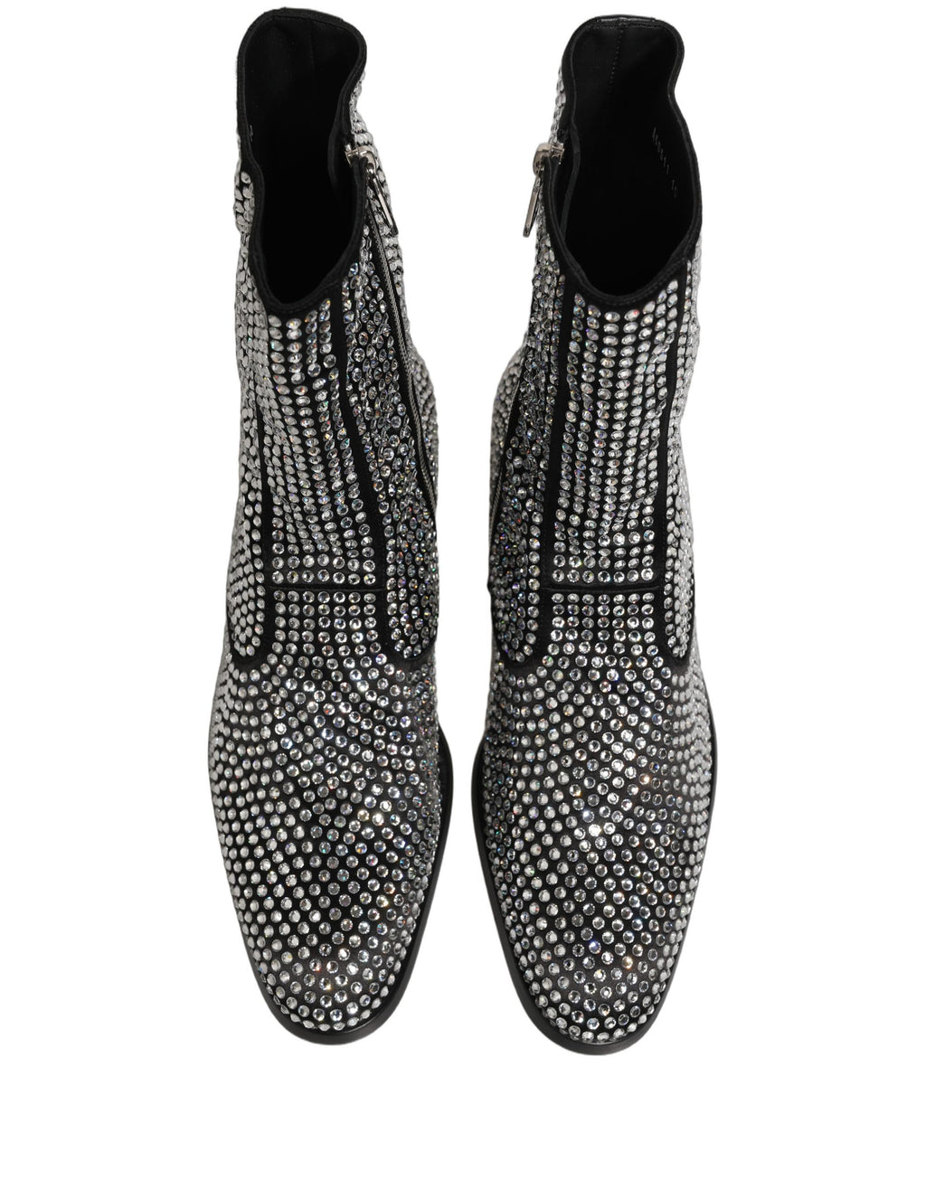 Black Crystal Embellished Ankle Boots Shoes