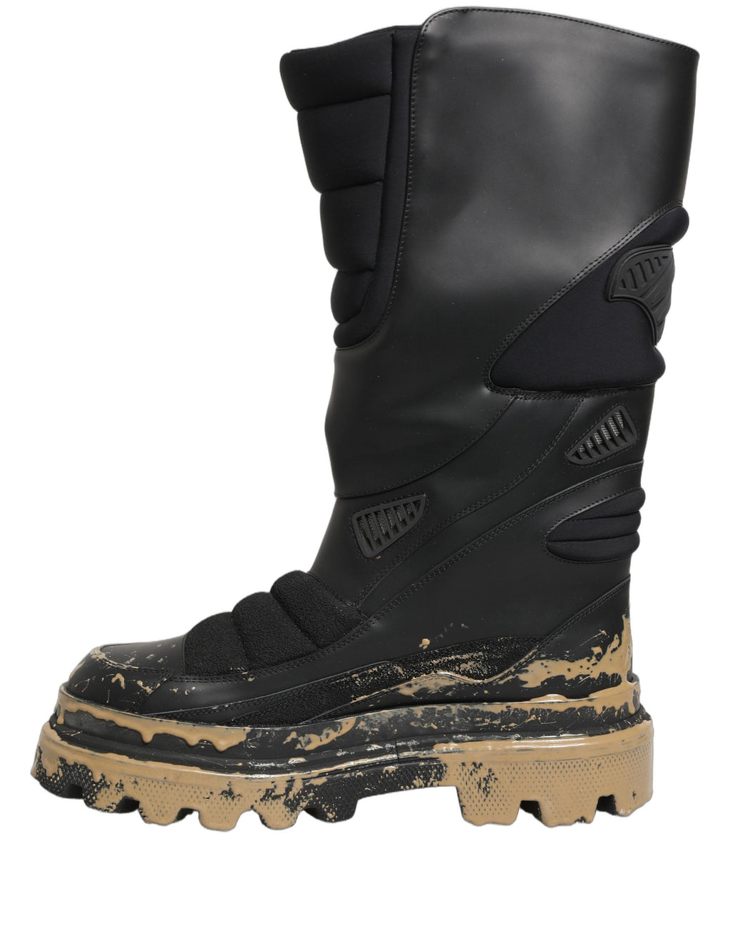 Black Leather Biker Mid Calf Men Boots Shoes