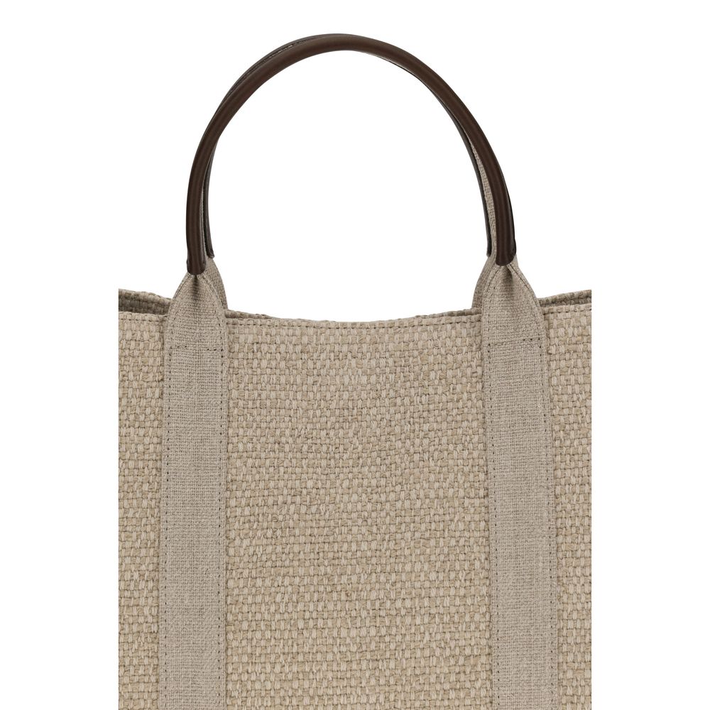 Beige Fabric Shoulder Bag