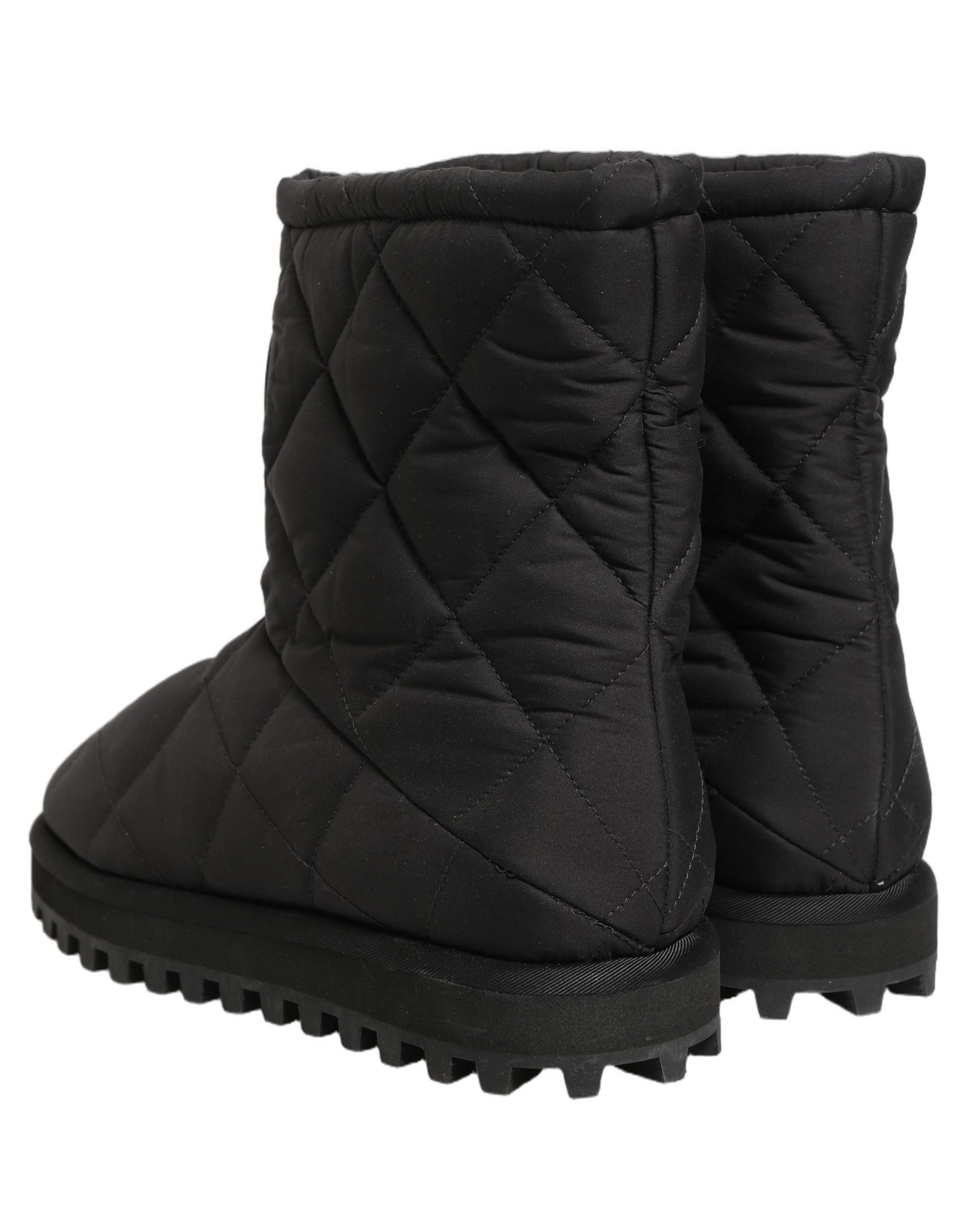 Black Quilted Effect Mid Calf Boots Shoes