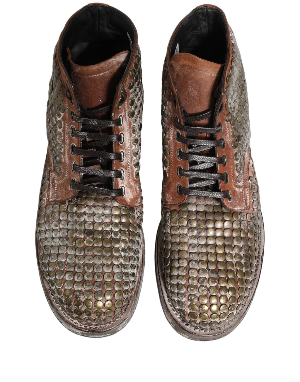 Brown Leather Runway Studs Ankle Boots Shoes