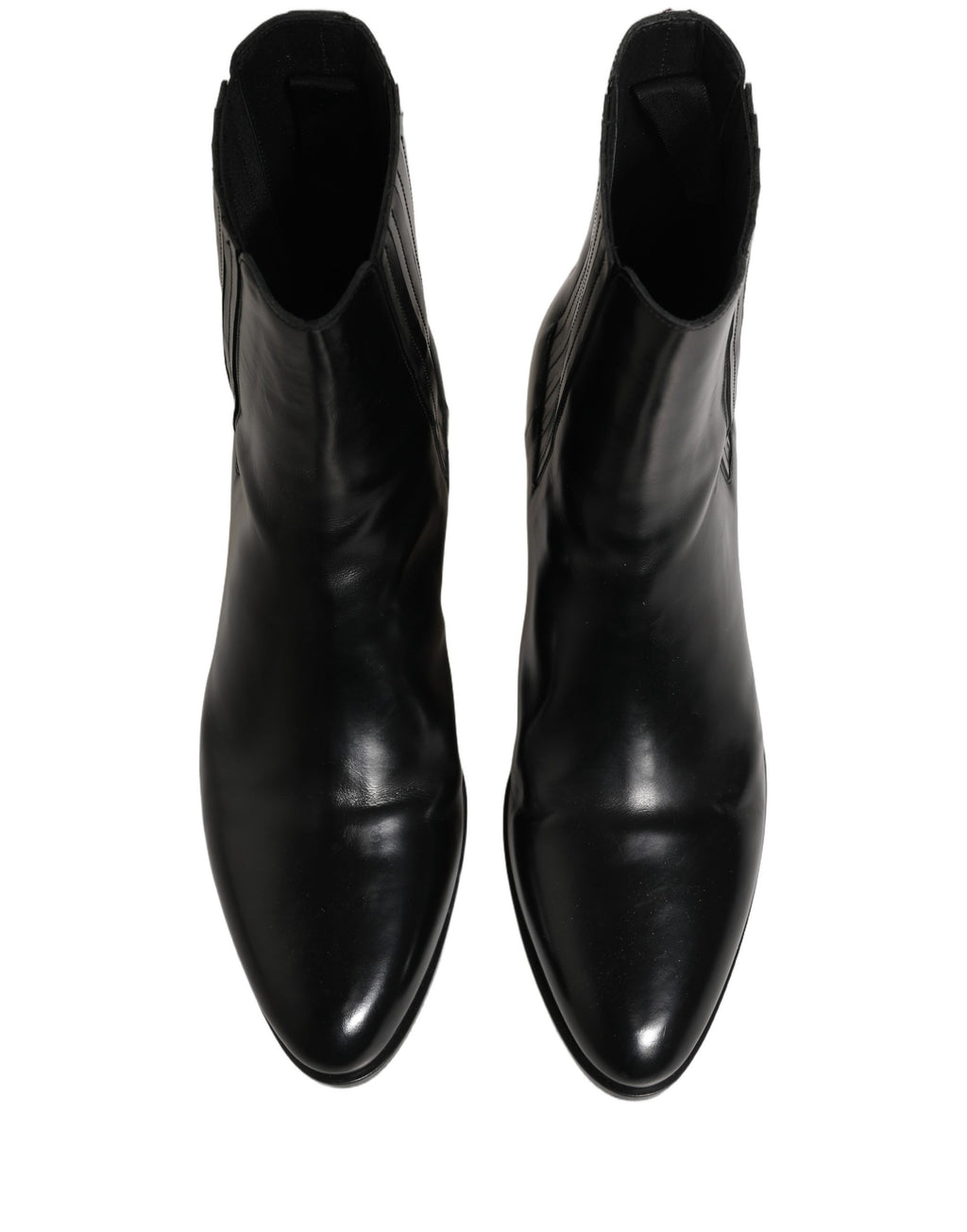 Black Leather Chelsea Mid Calf Boots Shoes
