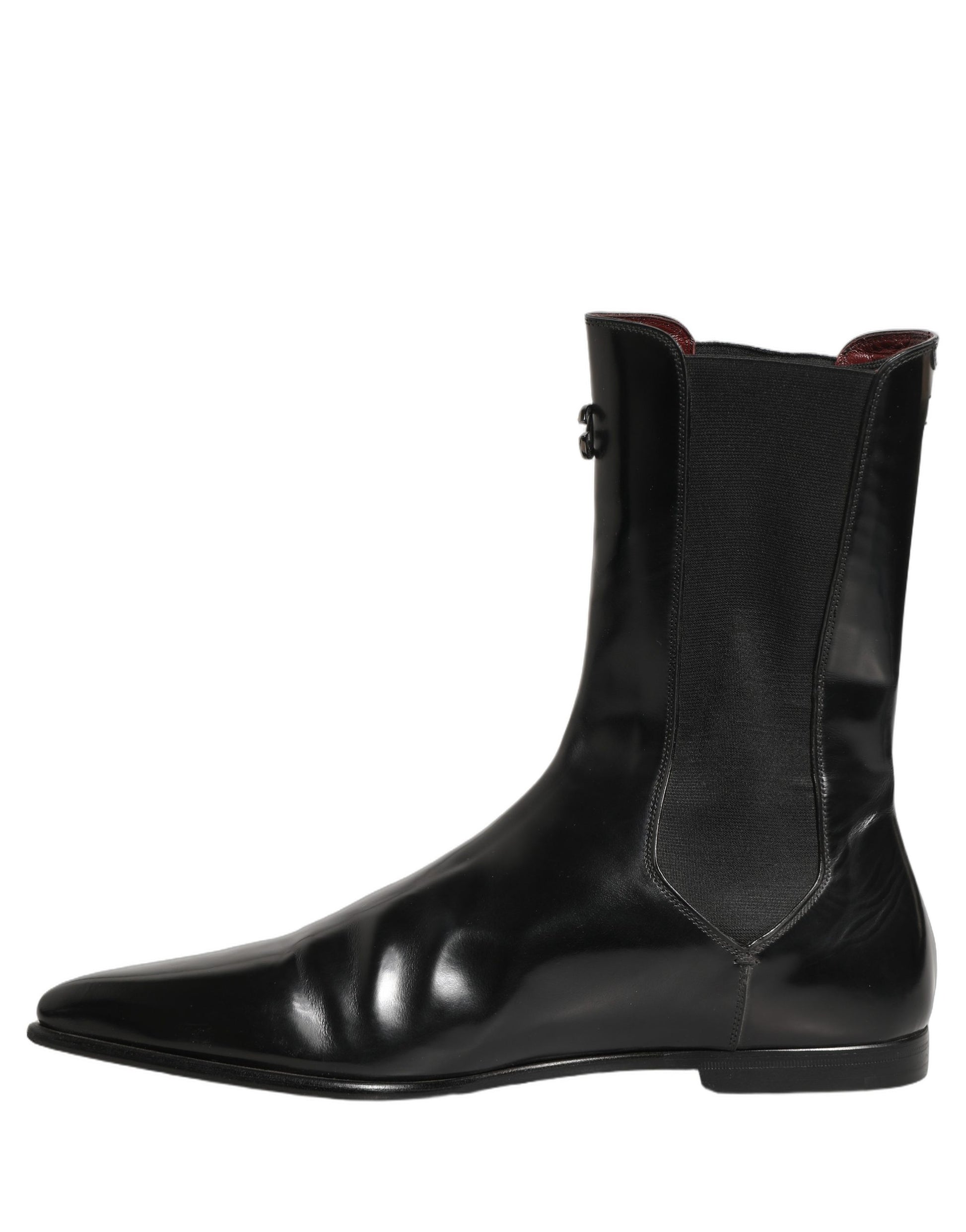 Black Leather Chelsea Mid Calf Boots Shoes