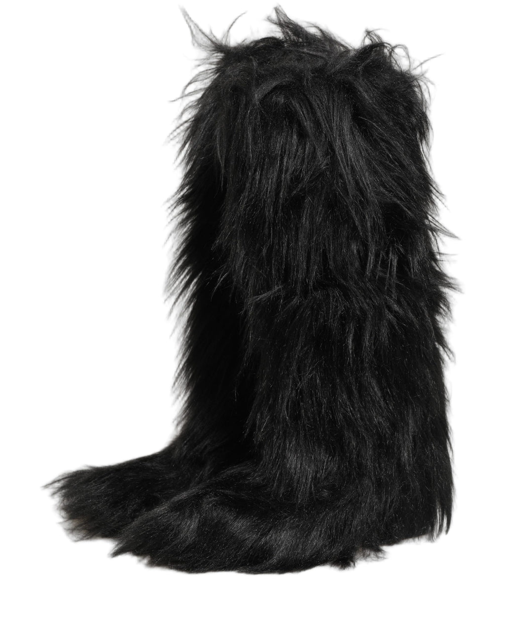 Black Faux Fur Mid Calf Winter Boots Shoes