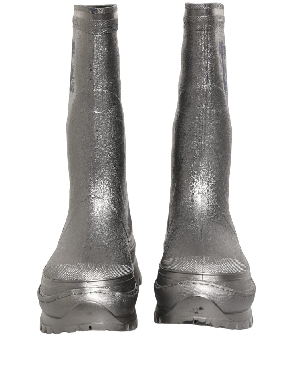 Metallic Silver Pull On Rain Boots Men Shoes