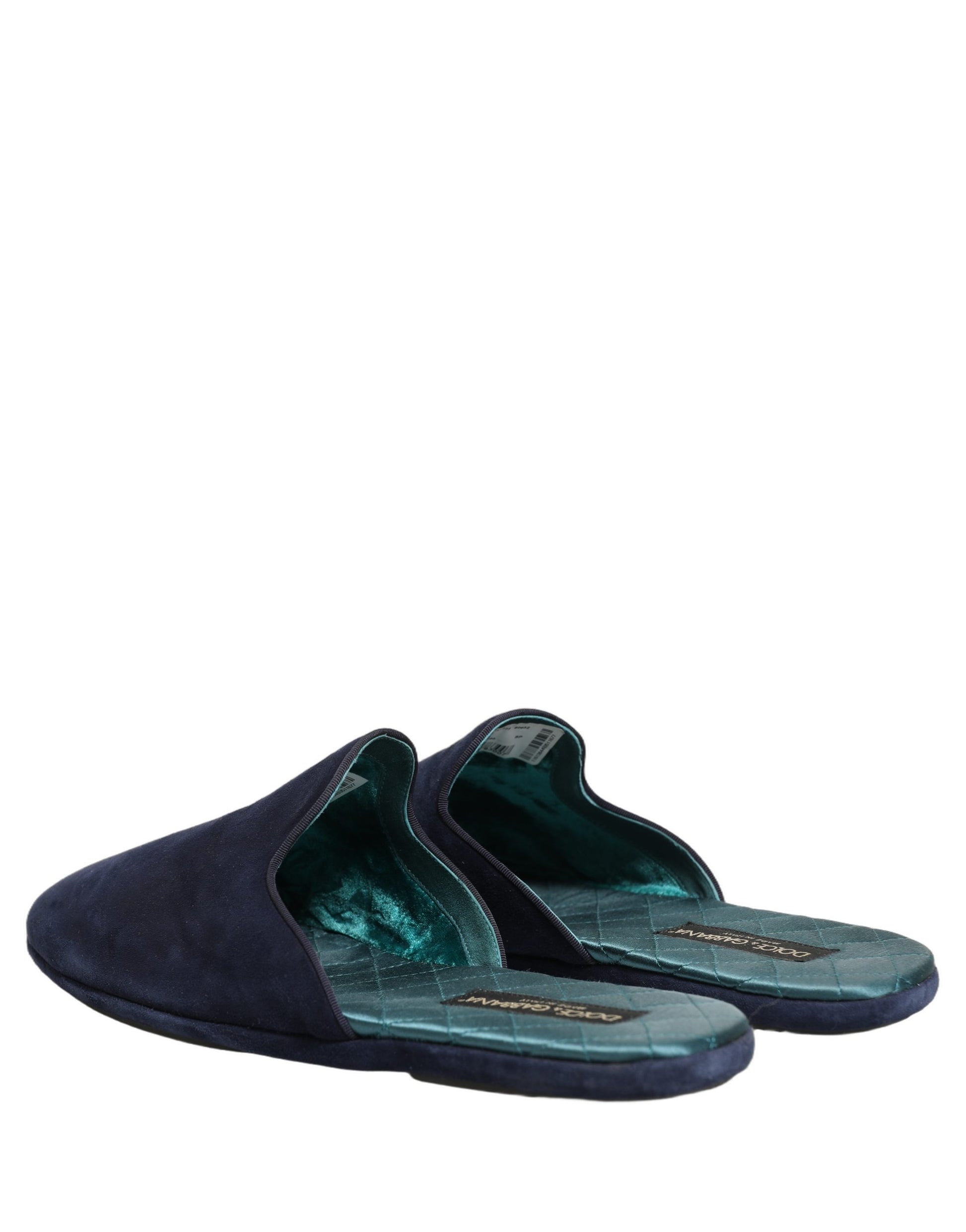 Blue Suede Slides Flat Slipper Men Shoes