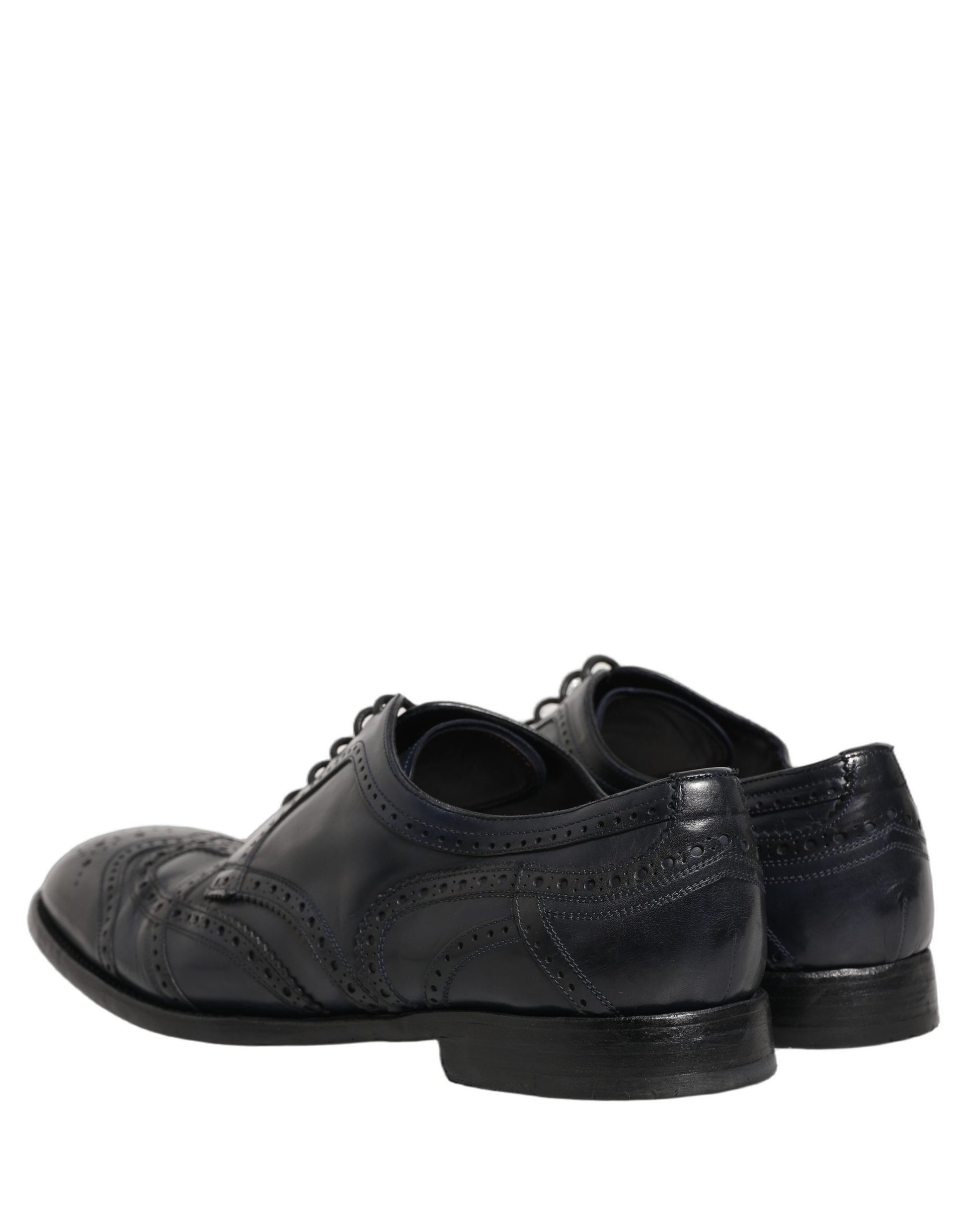 Blue Leather Derby Wingtip Formal Shoes