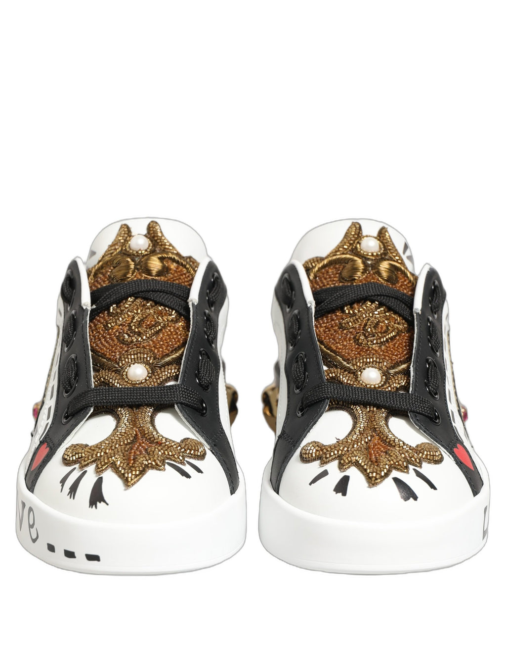 White Gold Studded Portofino Sneakers Shoes