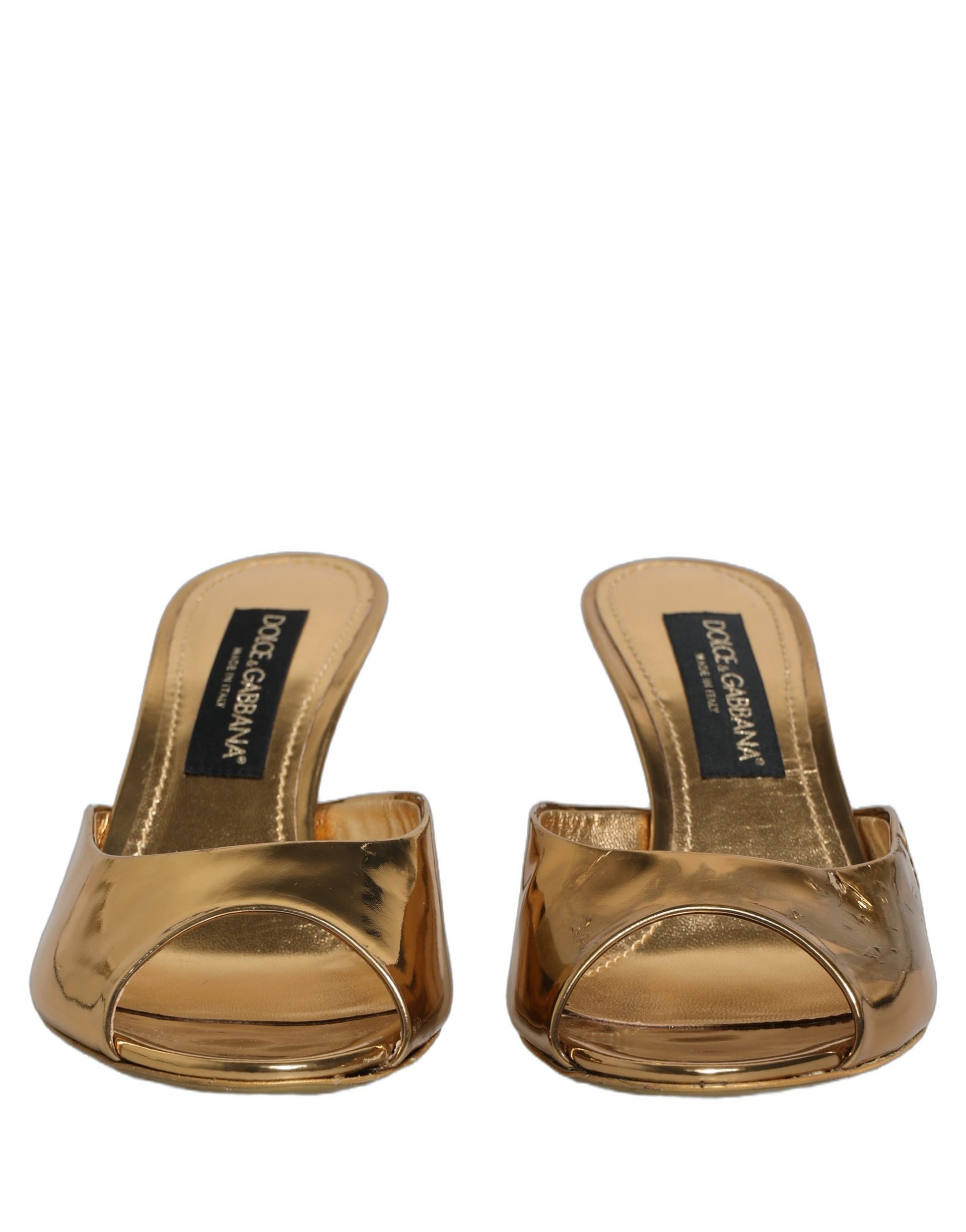 Gold Keira Leather Mules Sandals Shoes
