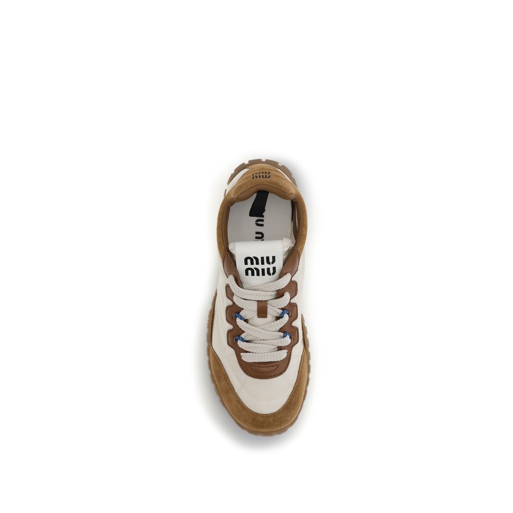 Beige Polyamide Athletic Sneakers