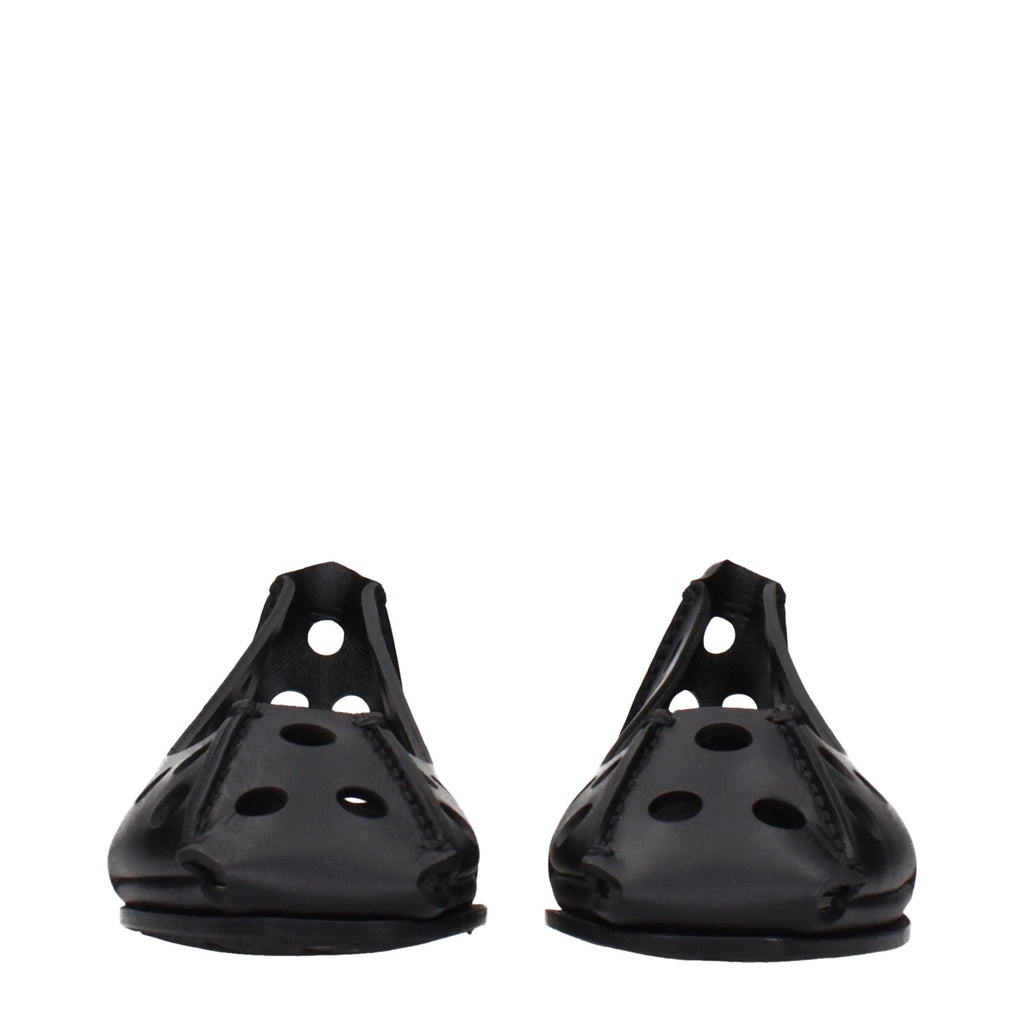Black Leather Ballet Flats