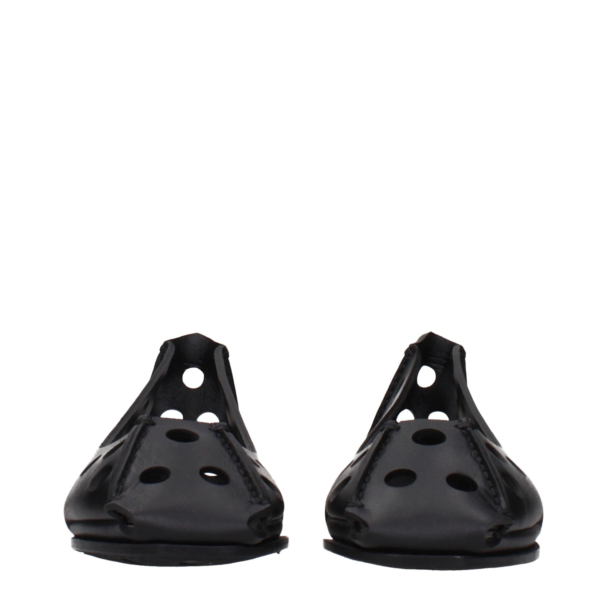 Black Leather Ballet Flats