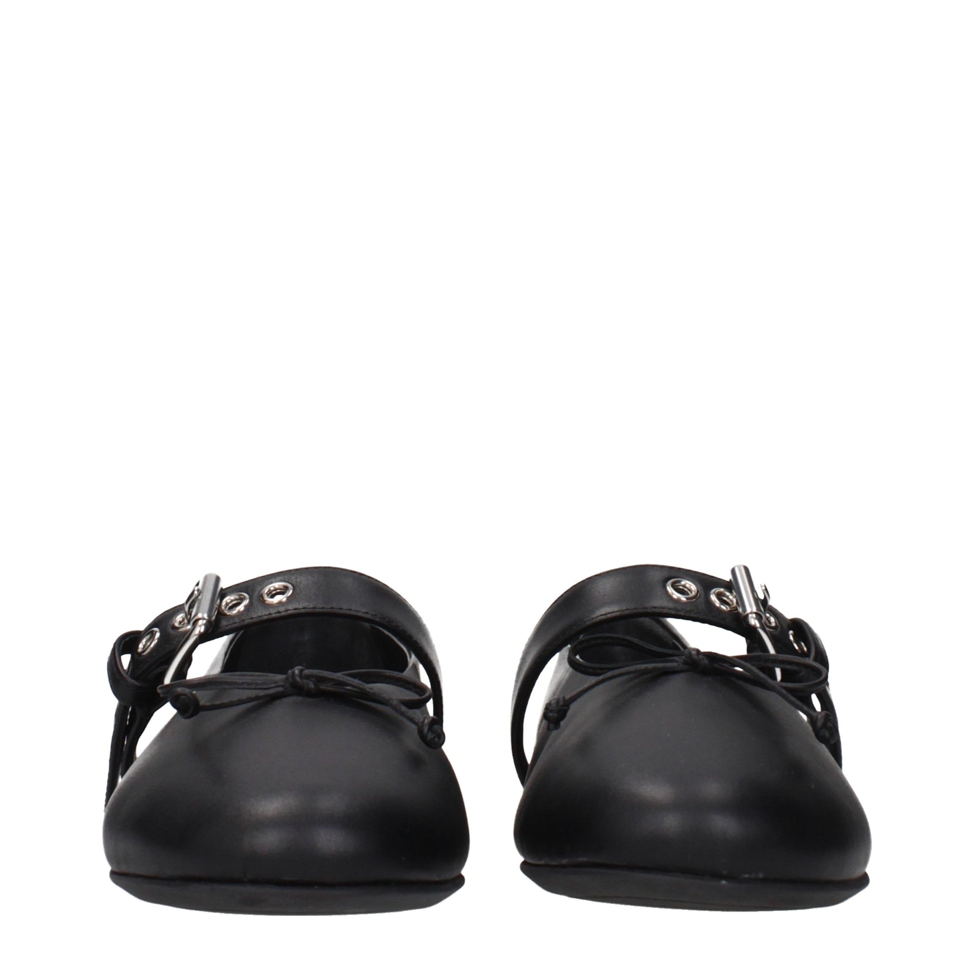 Black Leather Ballet Flats