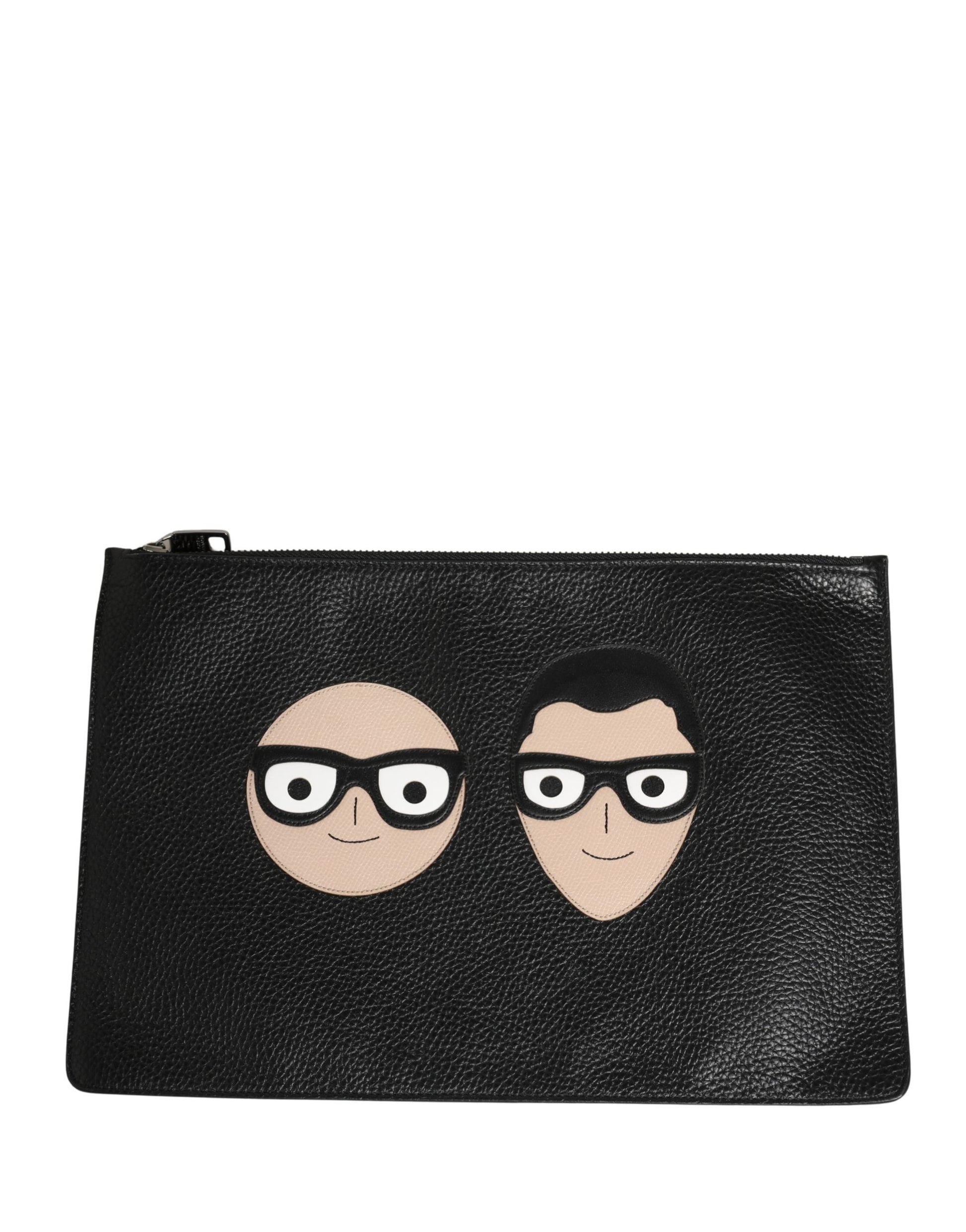 Black #DGFamily Embellished Leather Clutch Borse Bag