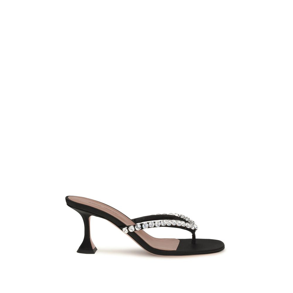 Black Silk Stiletto Heel Sandals