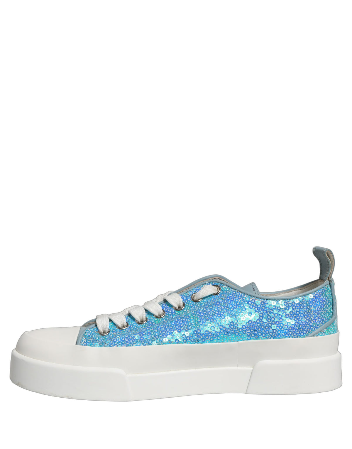 Blue White Sequin Logo Low Top Sneakers Shoes