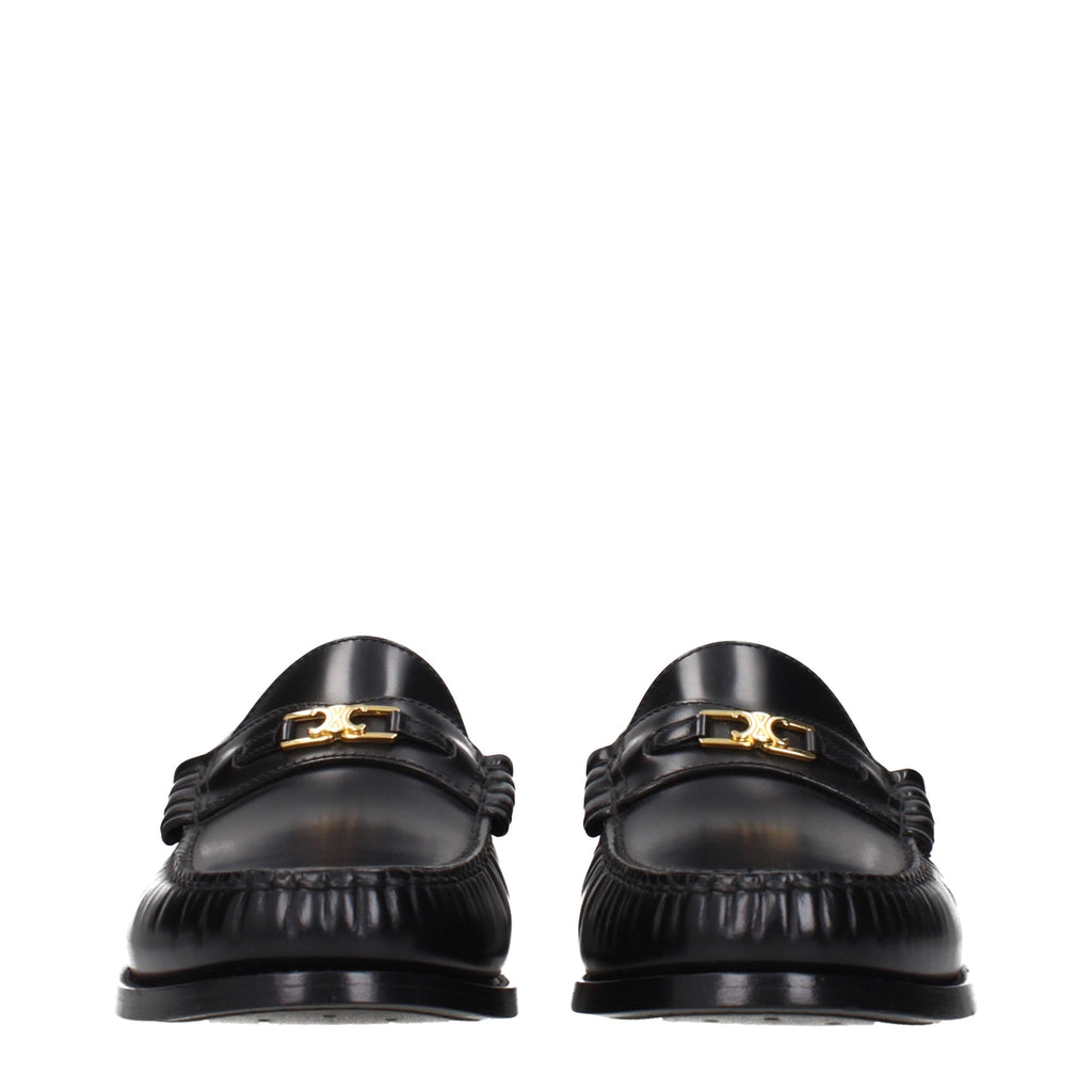 Black Leather Slip-On Loafers