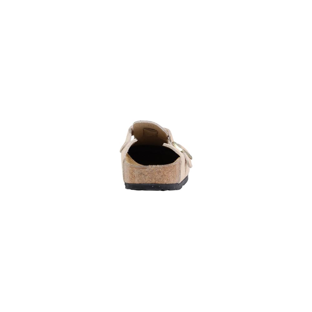 Beige Suede Leather Clogs