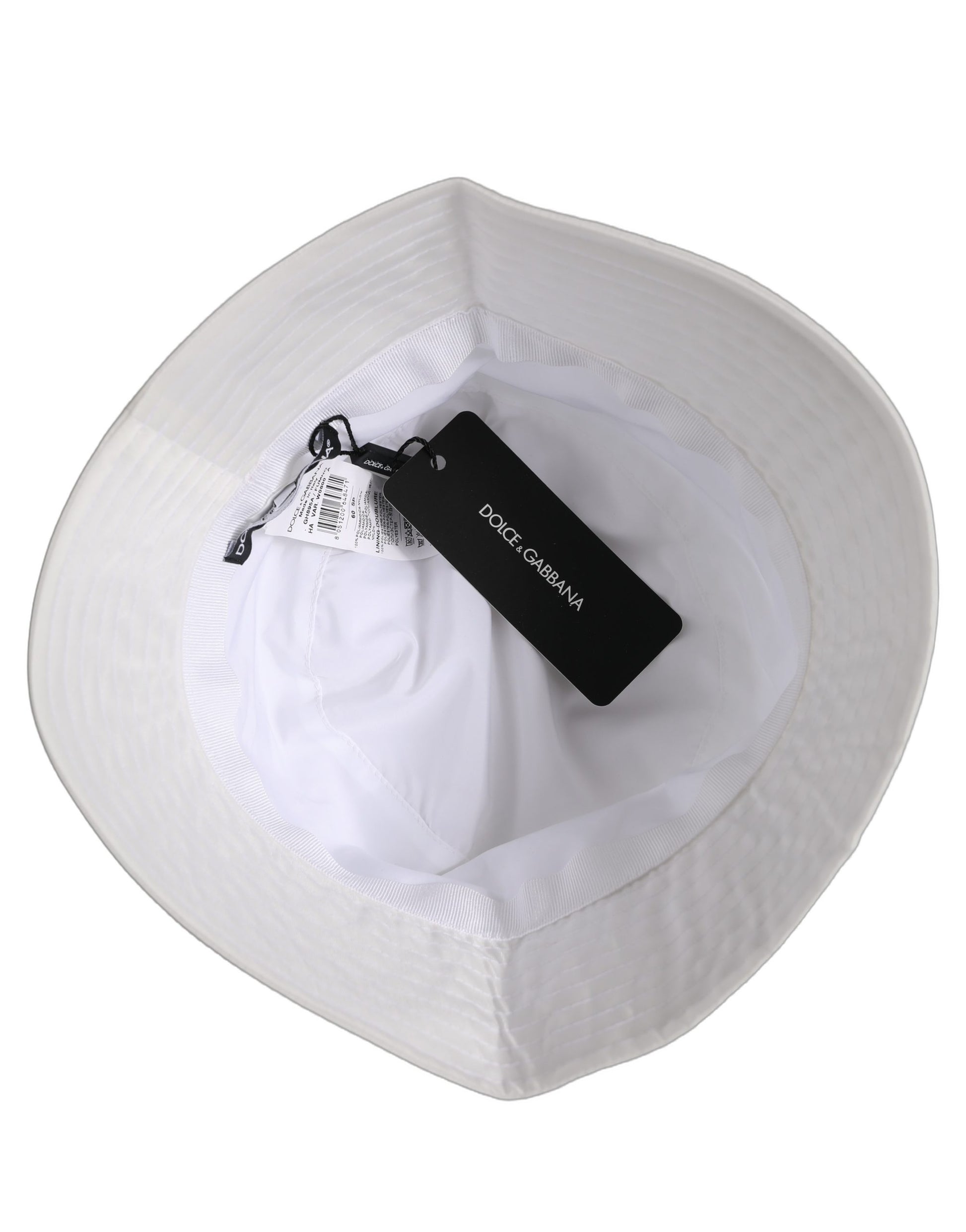 Men White Nylon Wide Brim Bucket Capello Hat