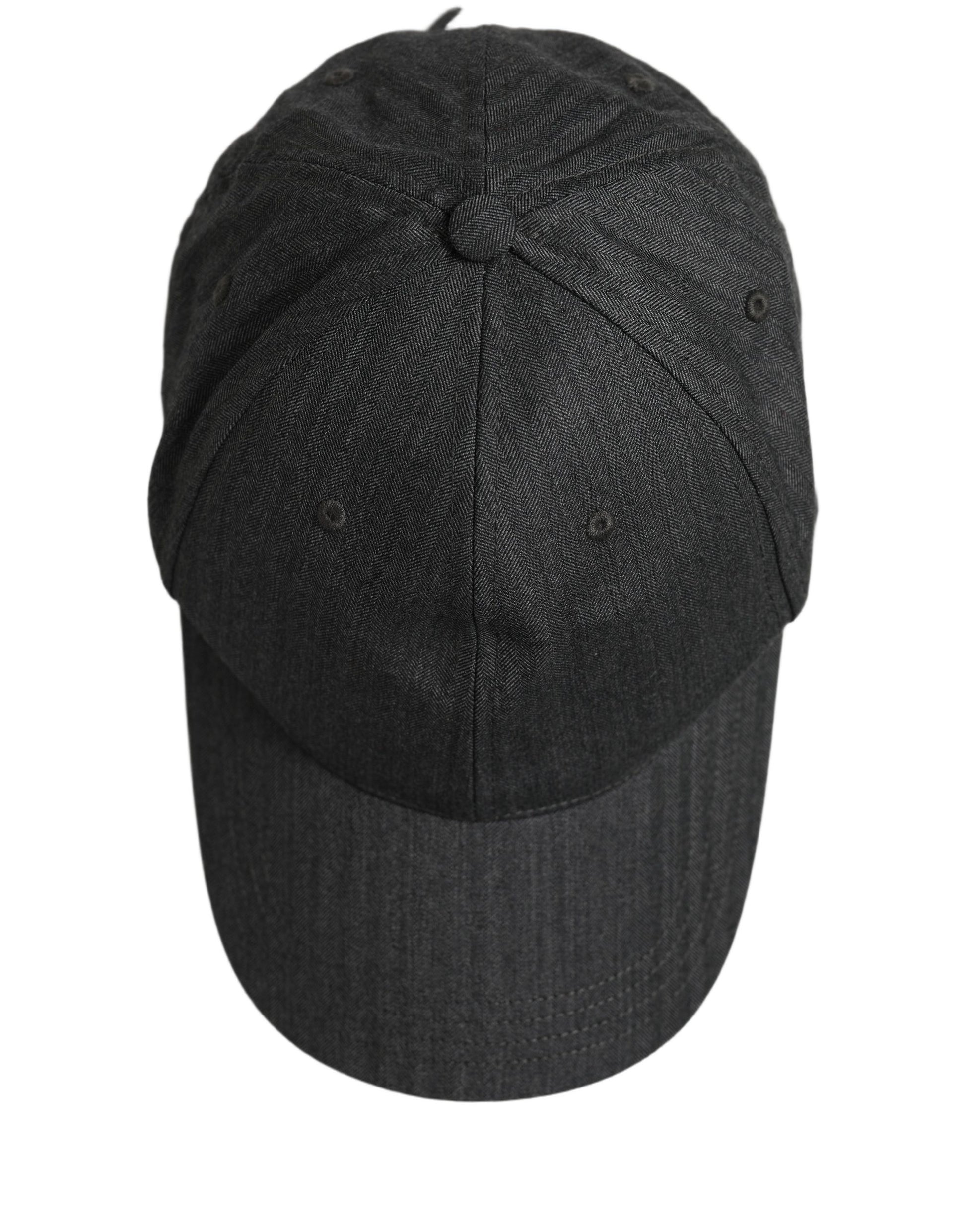 Men Dark Gray Herringbone Baseball Cap Hat