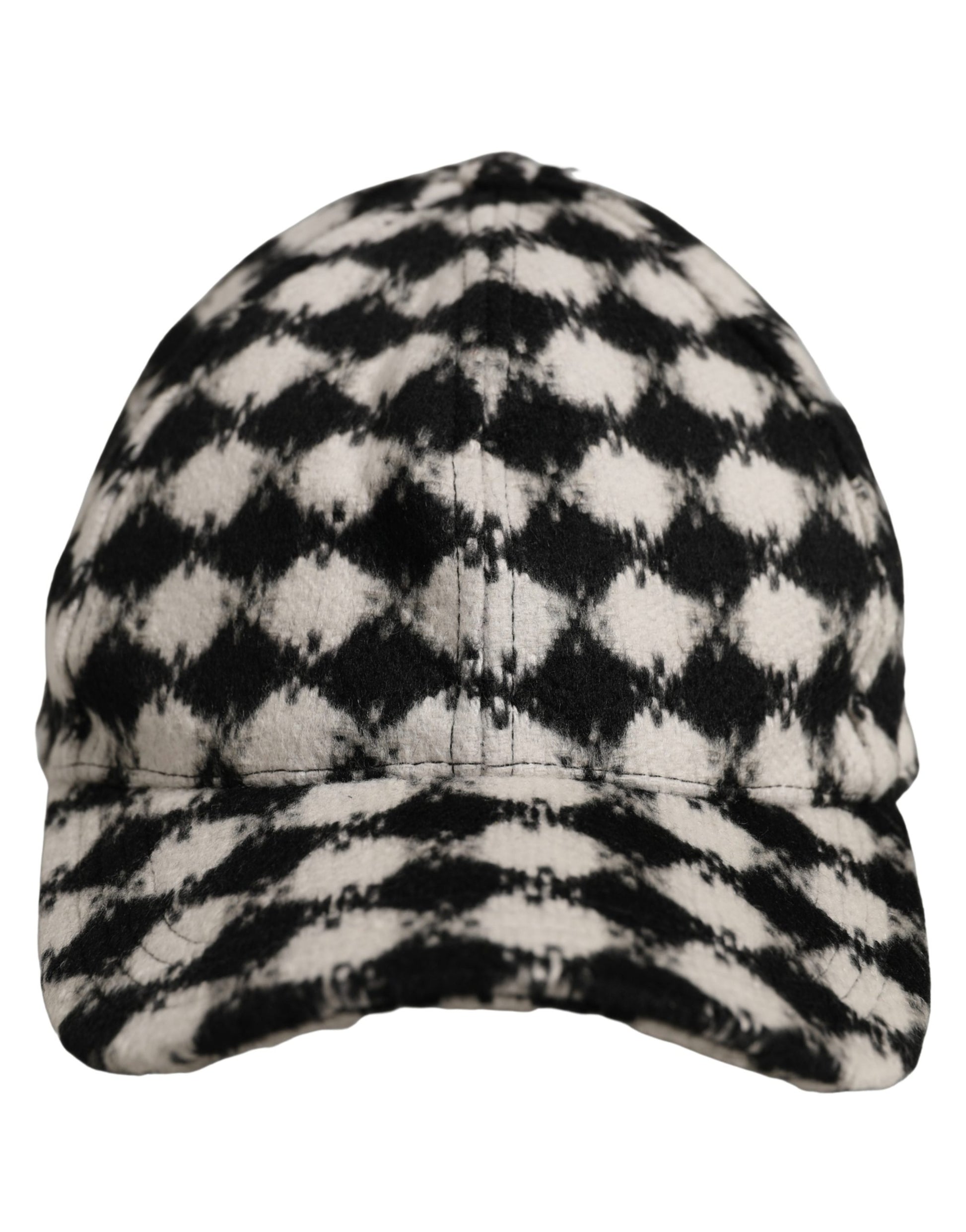 Men Black White Diamond Wool Baseball Cap Hat