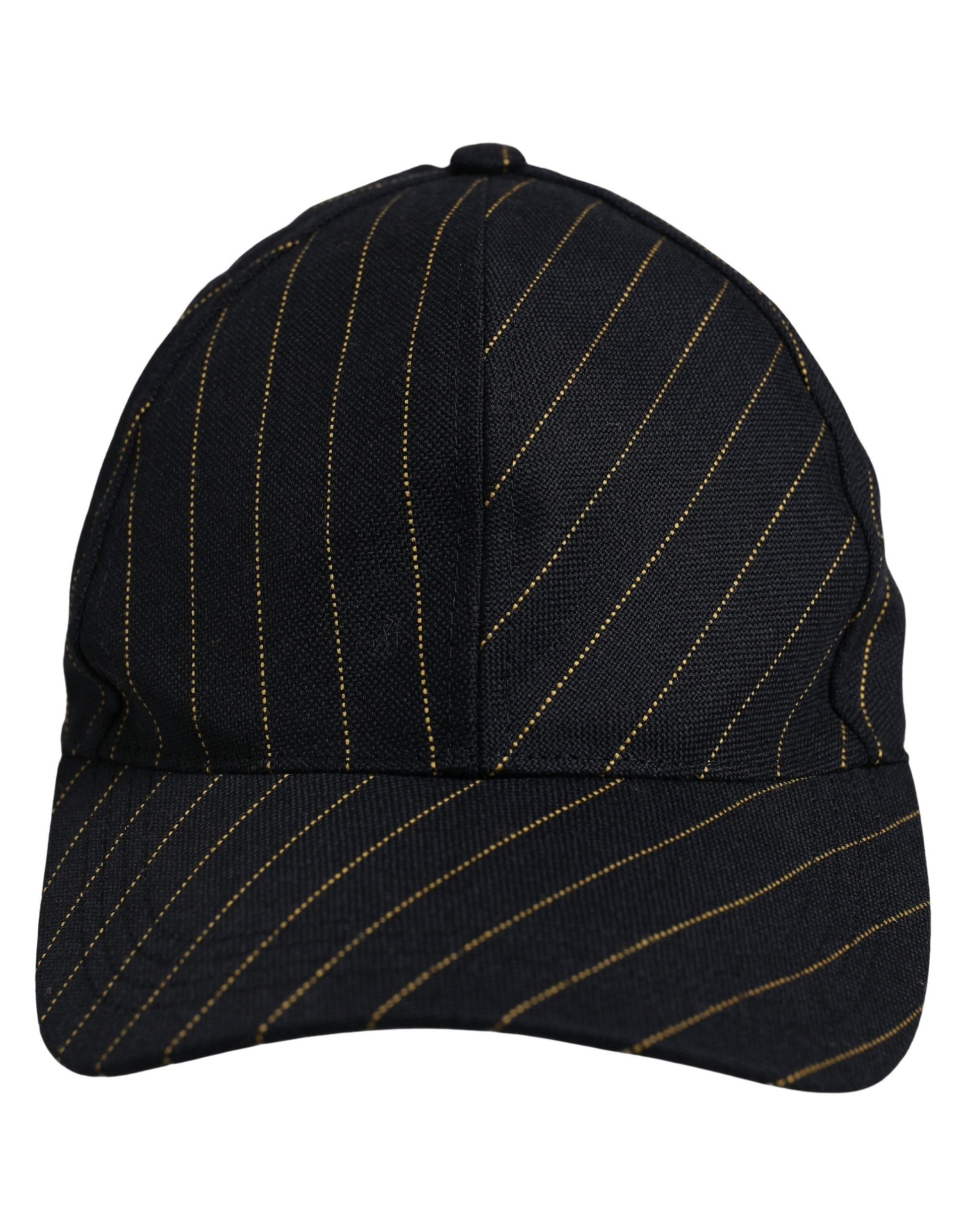 Black Gold Pinstriped Cotton Baseball Cap Hat