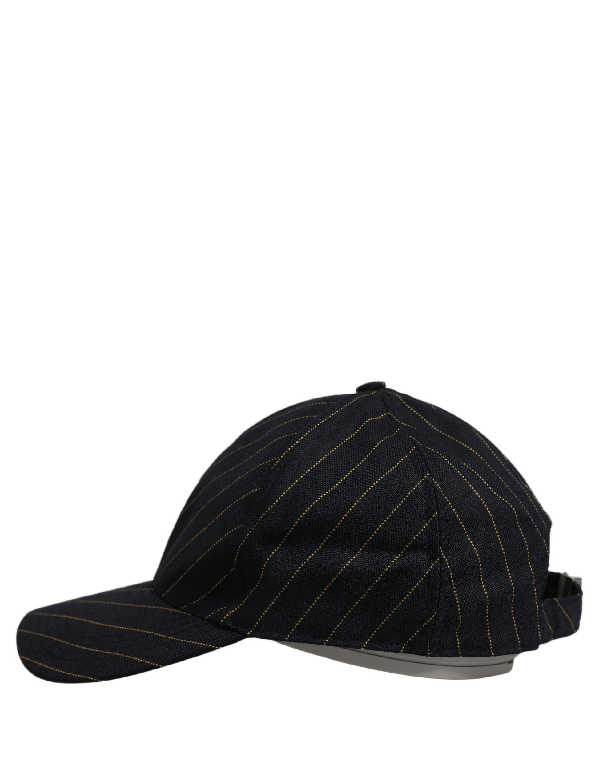 Black Gold Pinstriped Cotton Baseball Cap Hat
