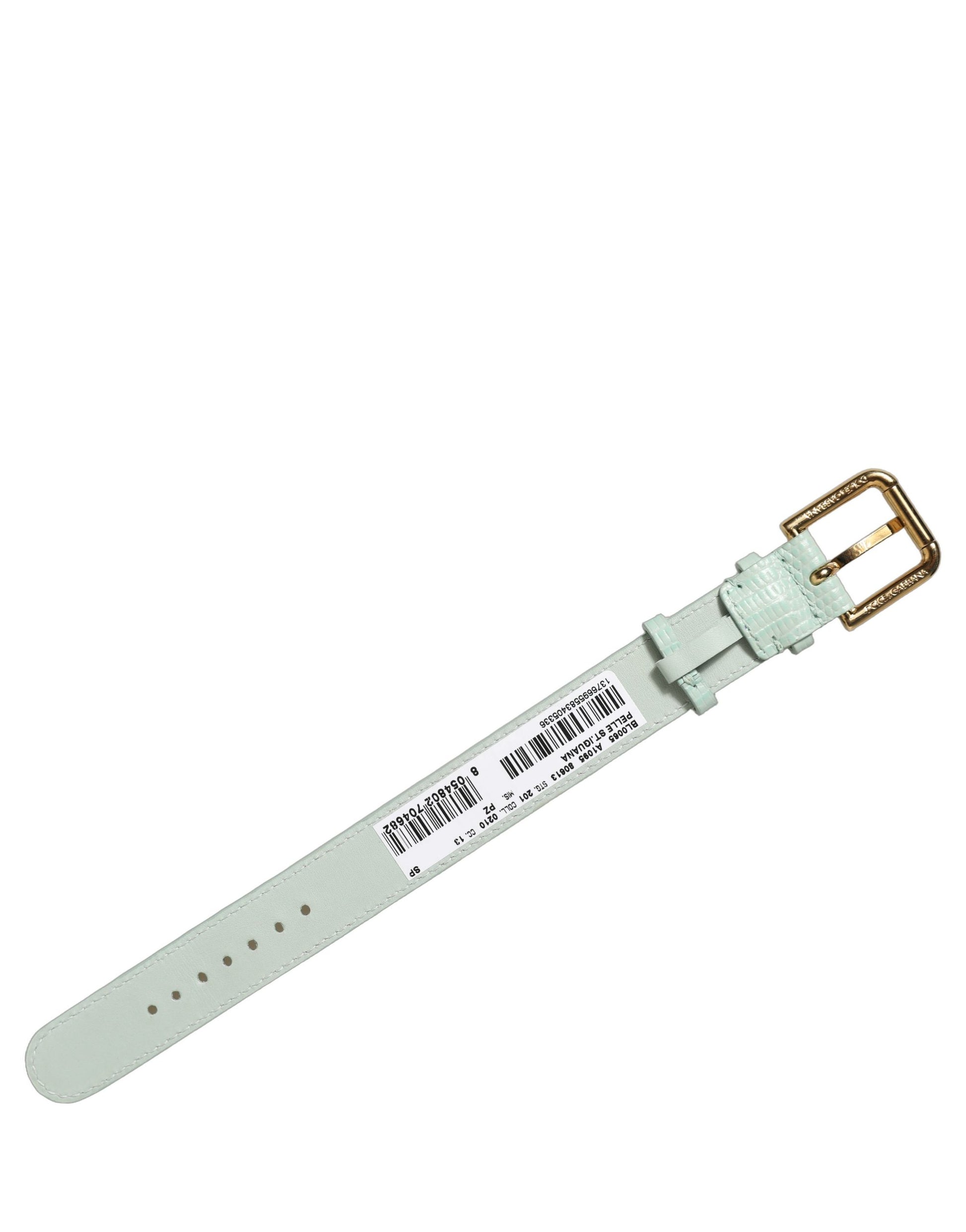 Green Textured Leather Gold Buckle Belt Strap Bracelet