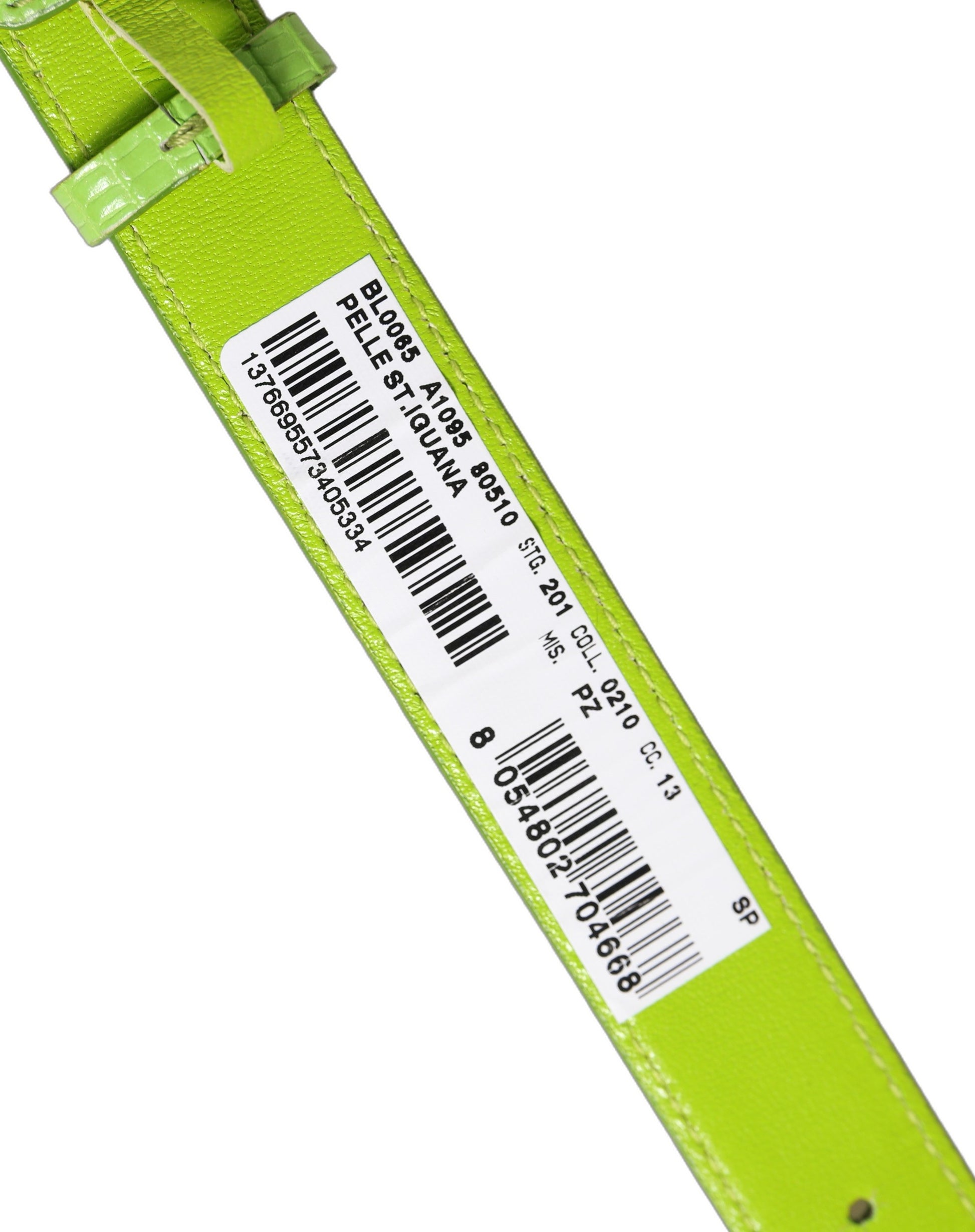 Green Textured Leather Gold Buckle Belt Strap Bracelet