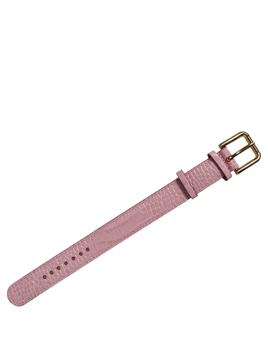 Pink Embossed Leather Gold Buckle Belt Strap Bracelet