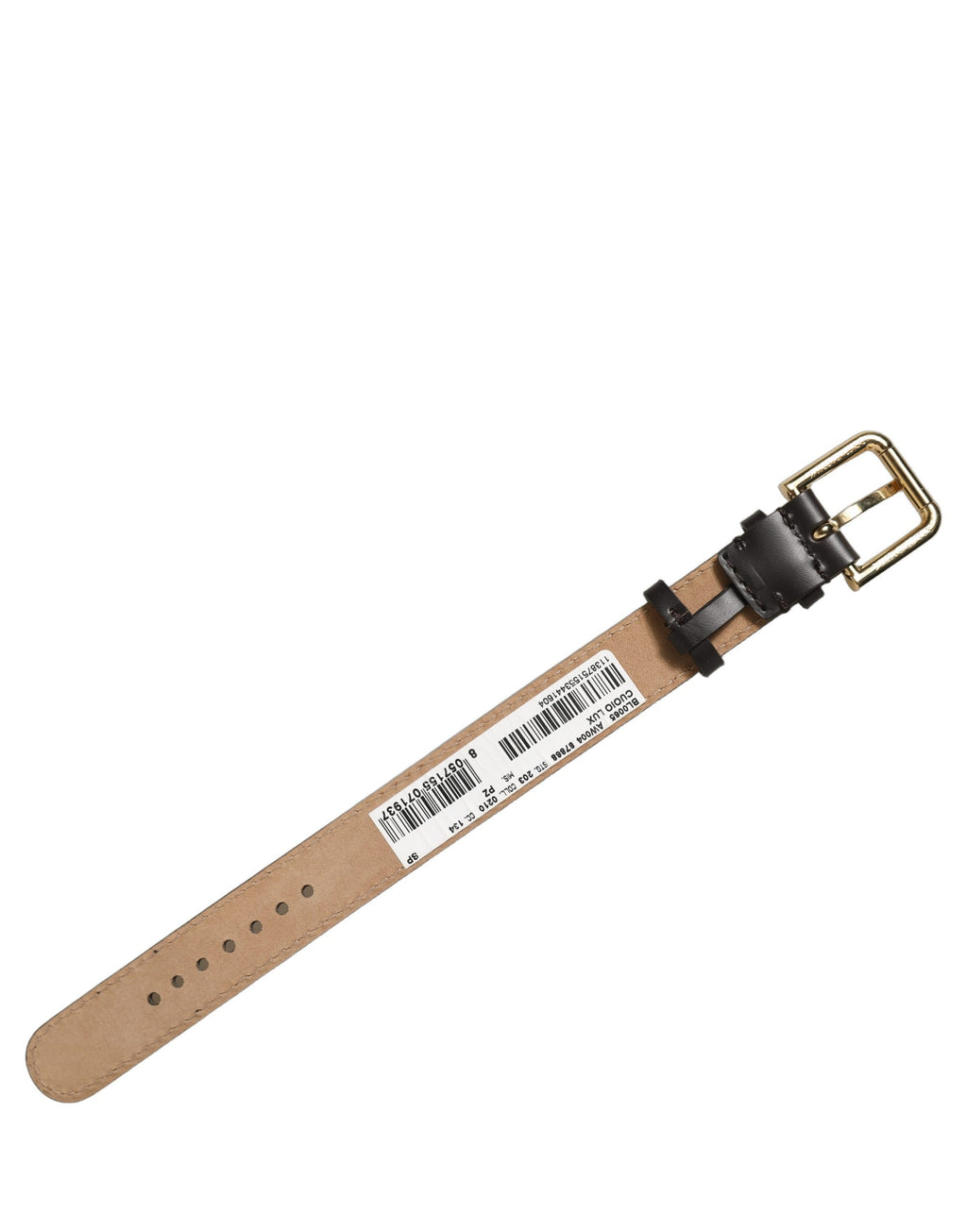 Black Calfskin Leather Gold Buckle Belt Strap Bracelet
