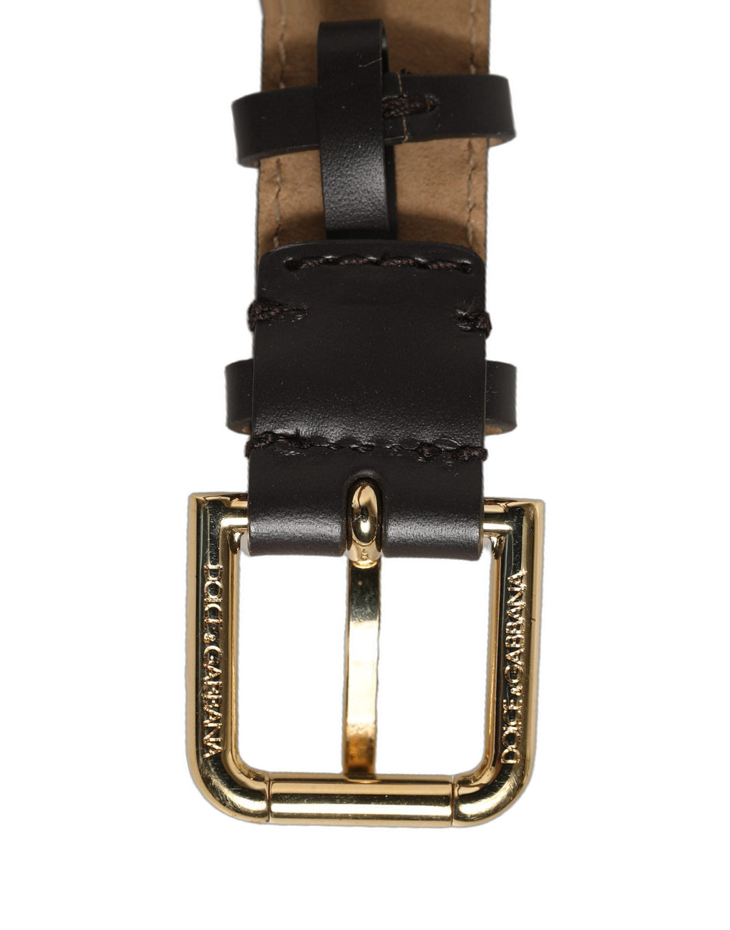 Black Calfskin Leather Gold Buckle Belt Strap Bracelet