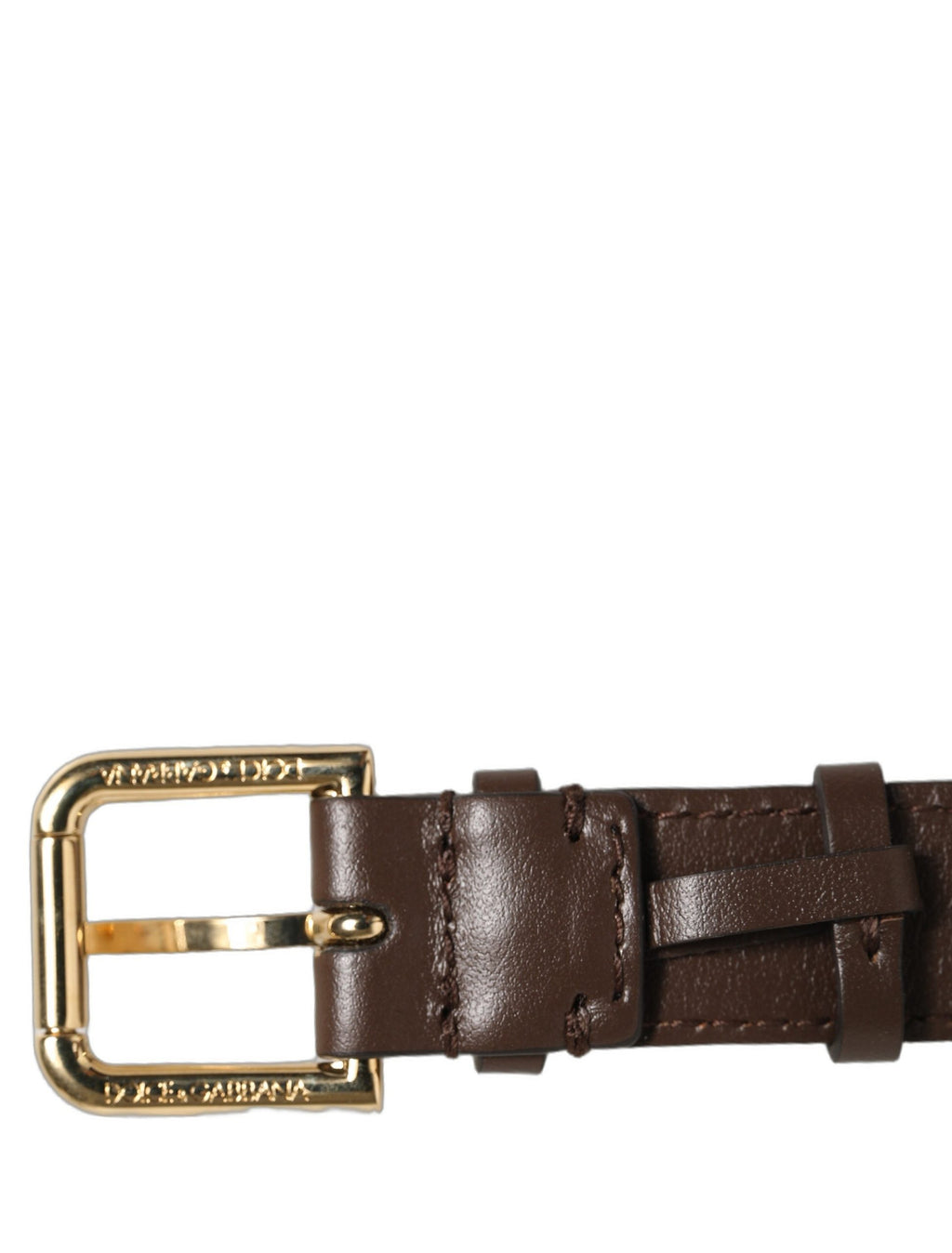 Brown Calfskin Leather Gold Buckle Belt Strap Bracelet