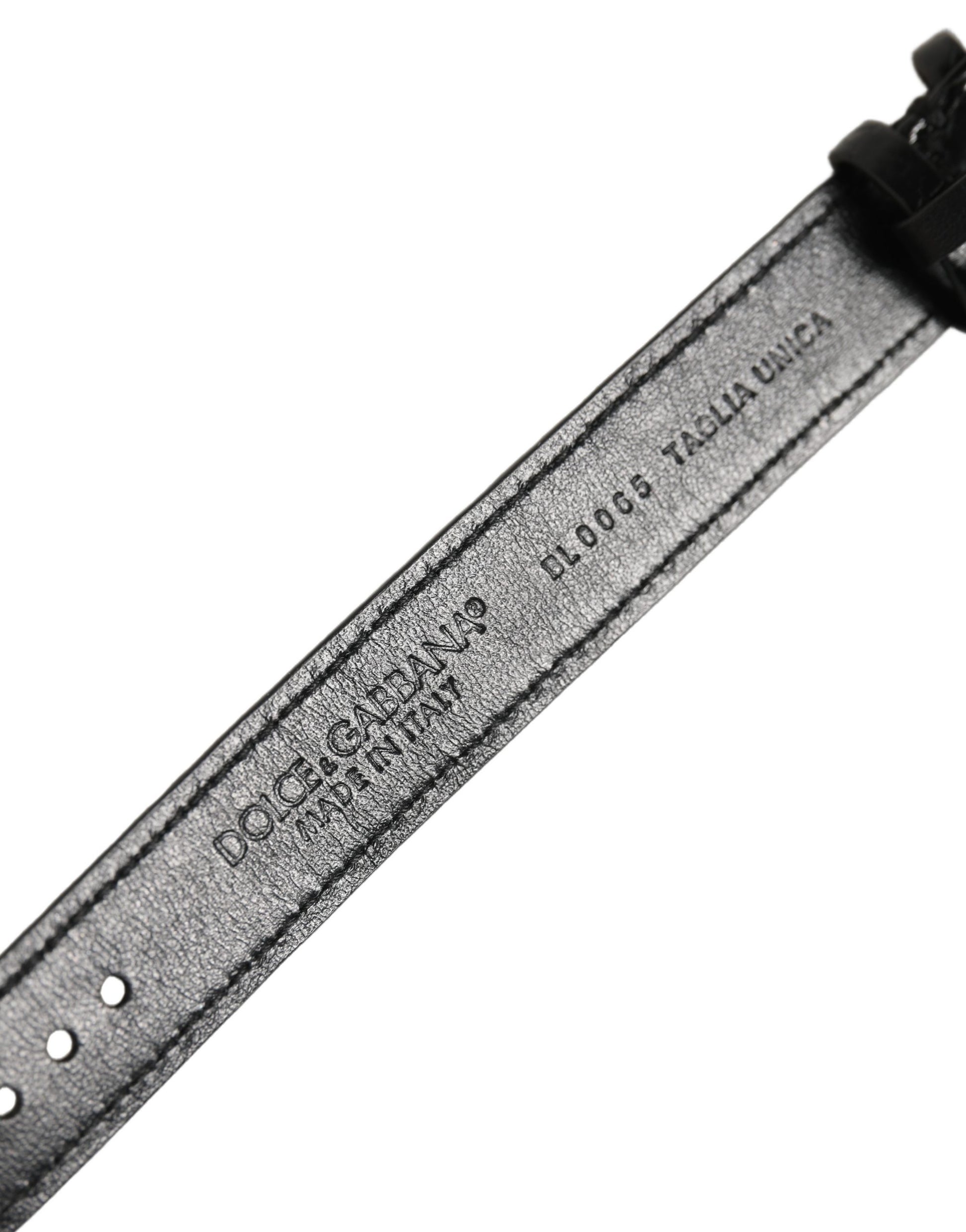 Black Textured Leather Gold Buckle Belt Strap Bracelet