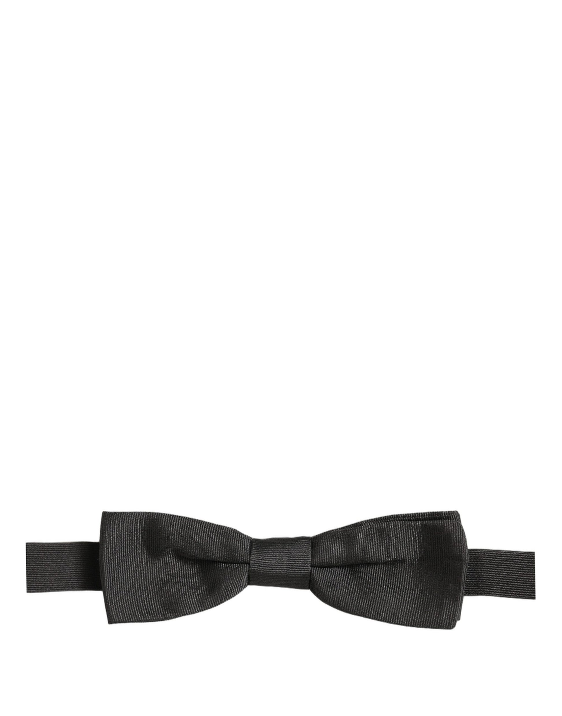 Men Black 100% Cotton Adjustable Neck Papillon Bow Tie