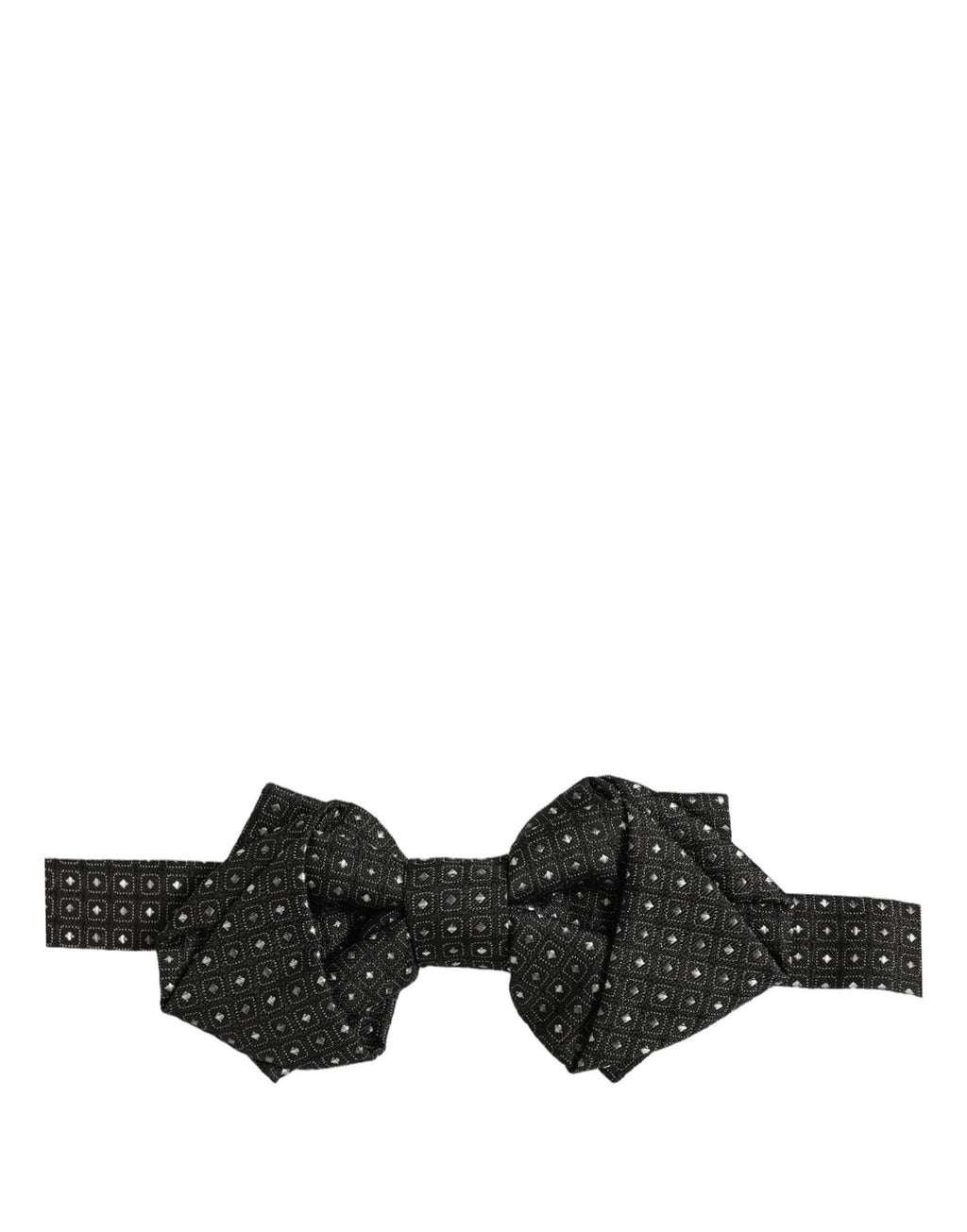 Men Black Polka Dot Silk Adjustable Neck Papillon Bow Tie