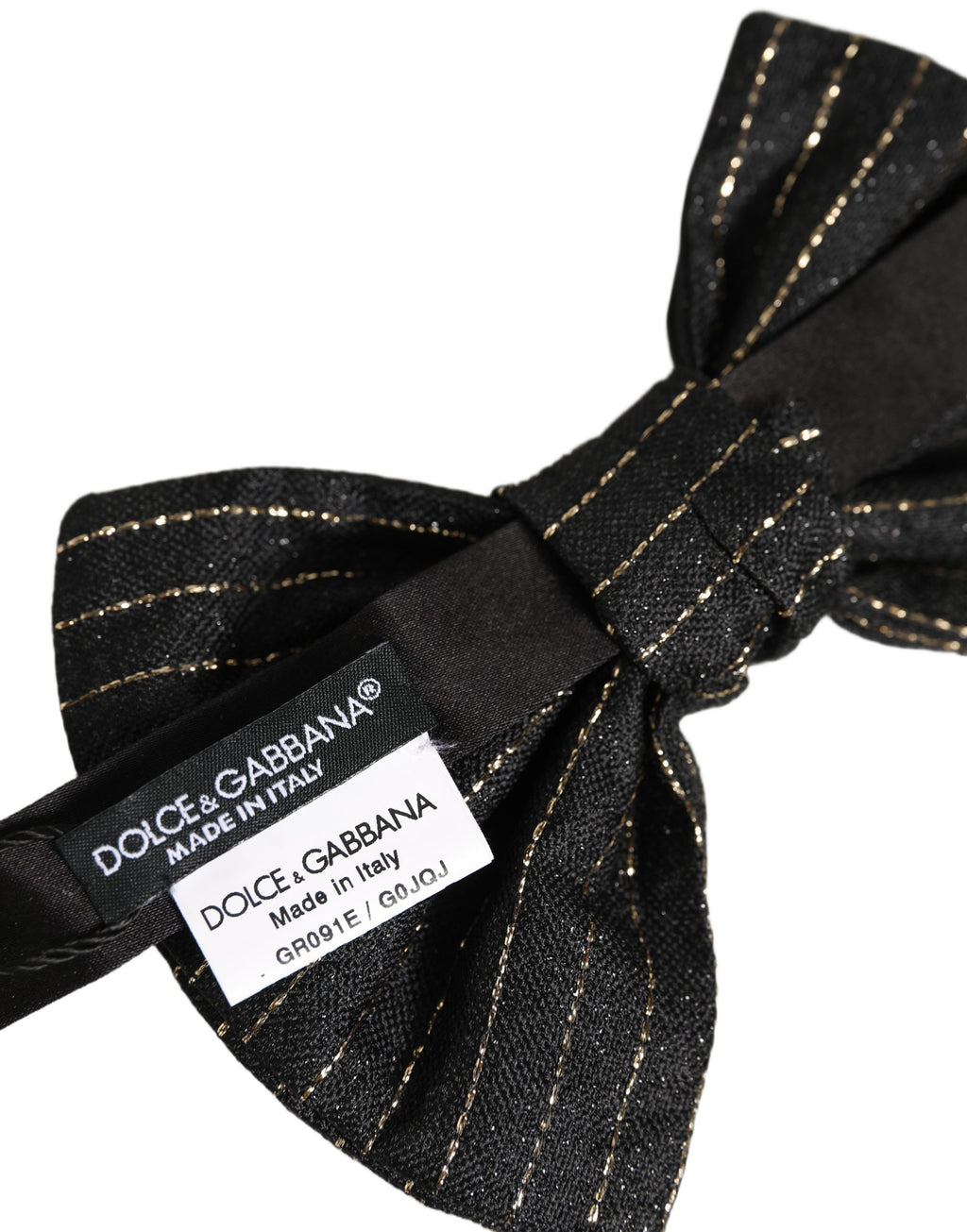 Men Black Pinstripe Silk Adjustable Neck Papillon Bow Tie