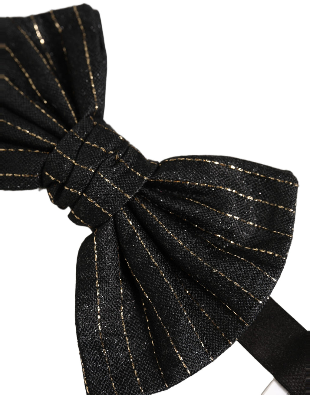 Men Black Pinstripe Silk Adjustable Neck Papillon Bow Tie
