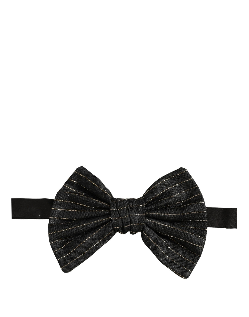 Men Black Pinstripe Silk Adjustable Neck Papillon Bow Tie