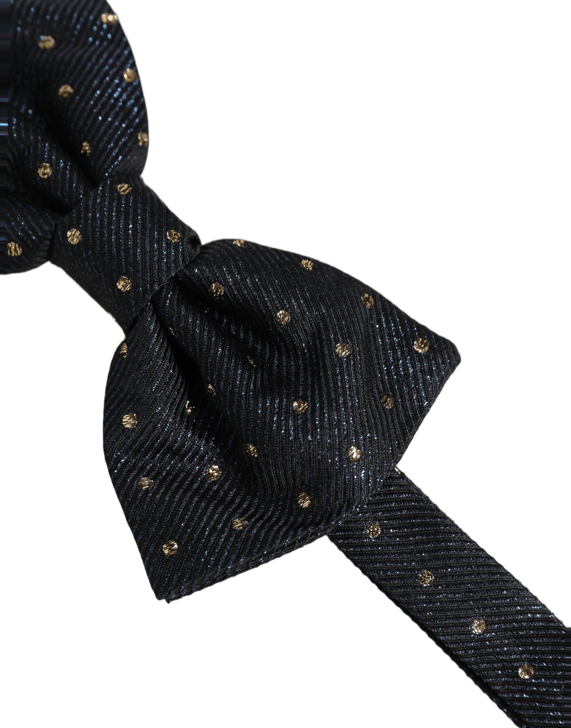 Men Black Polka Dot Silk Adjustable Neck Papillon Bow Tie