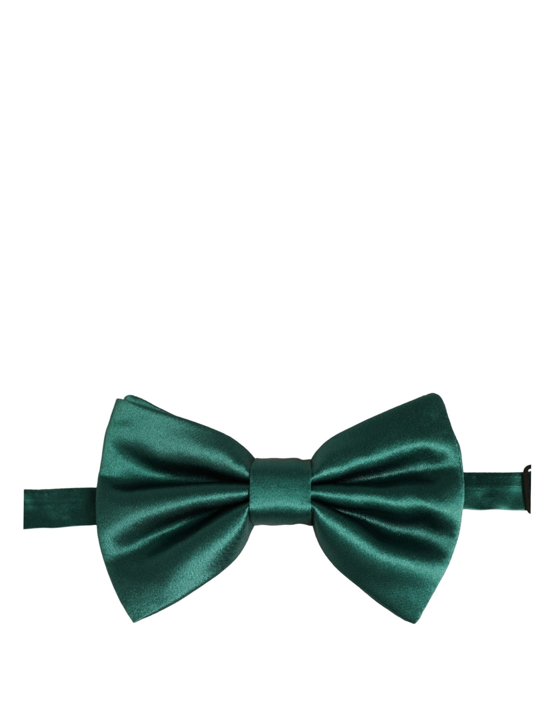 Men Green 100% Silk Adjustable Neck Papillon Bow Tie