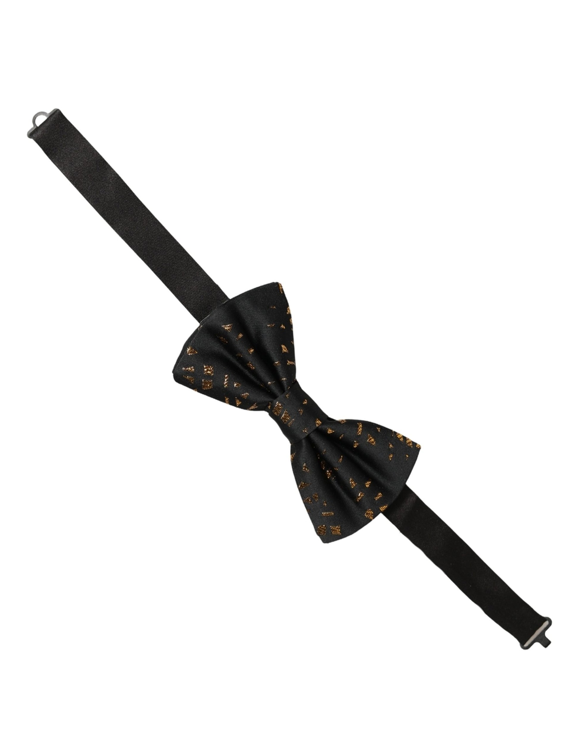 Black Gold Speckle Pattern Adjustable Neck Papillon Bow Tie