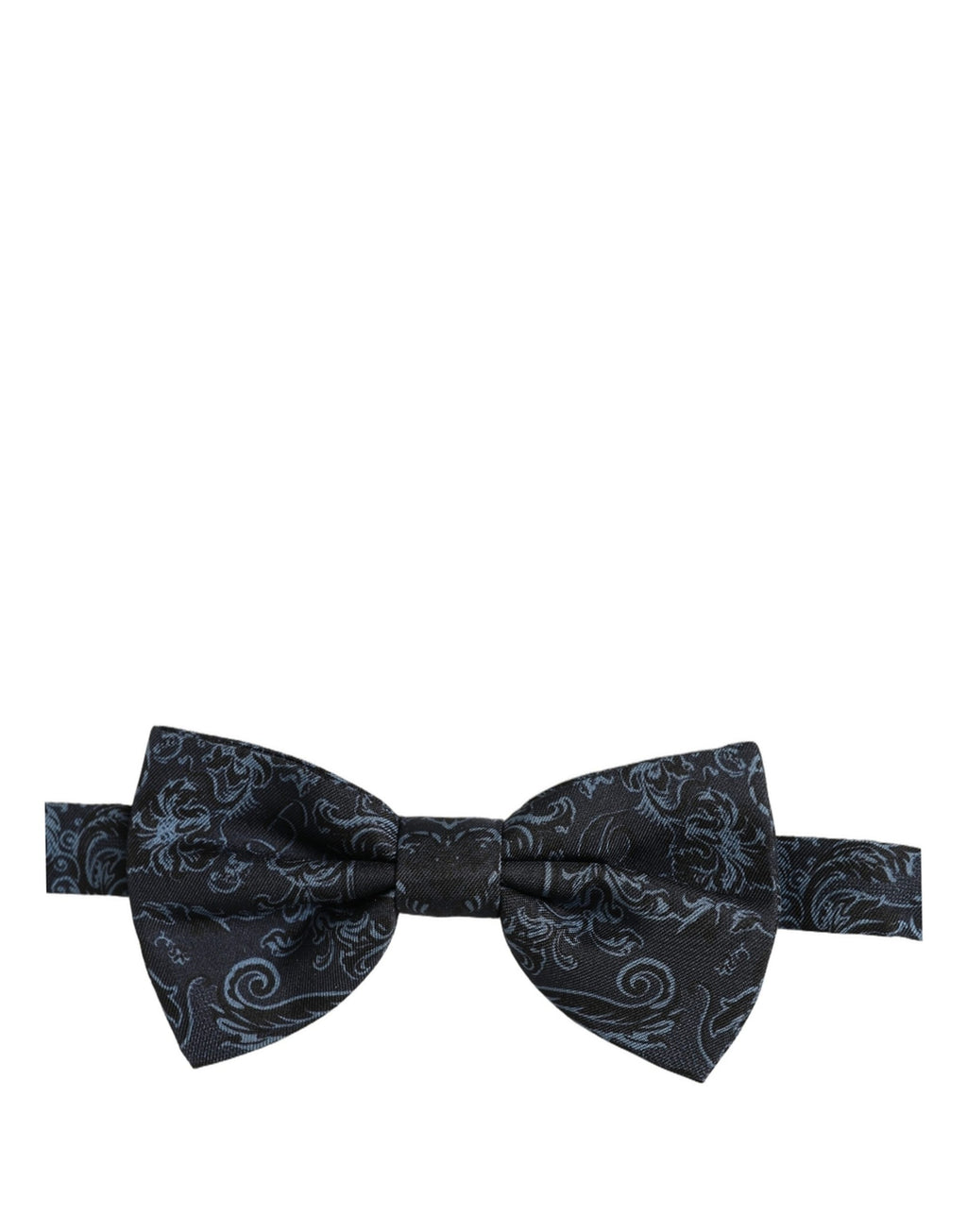 Men Black Blue Paisley Adjustable Neck Papillon Bow Tie