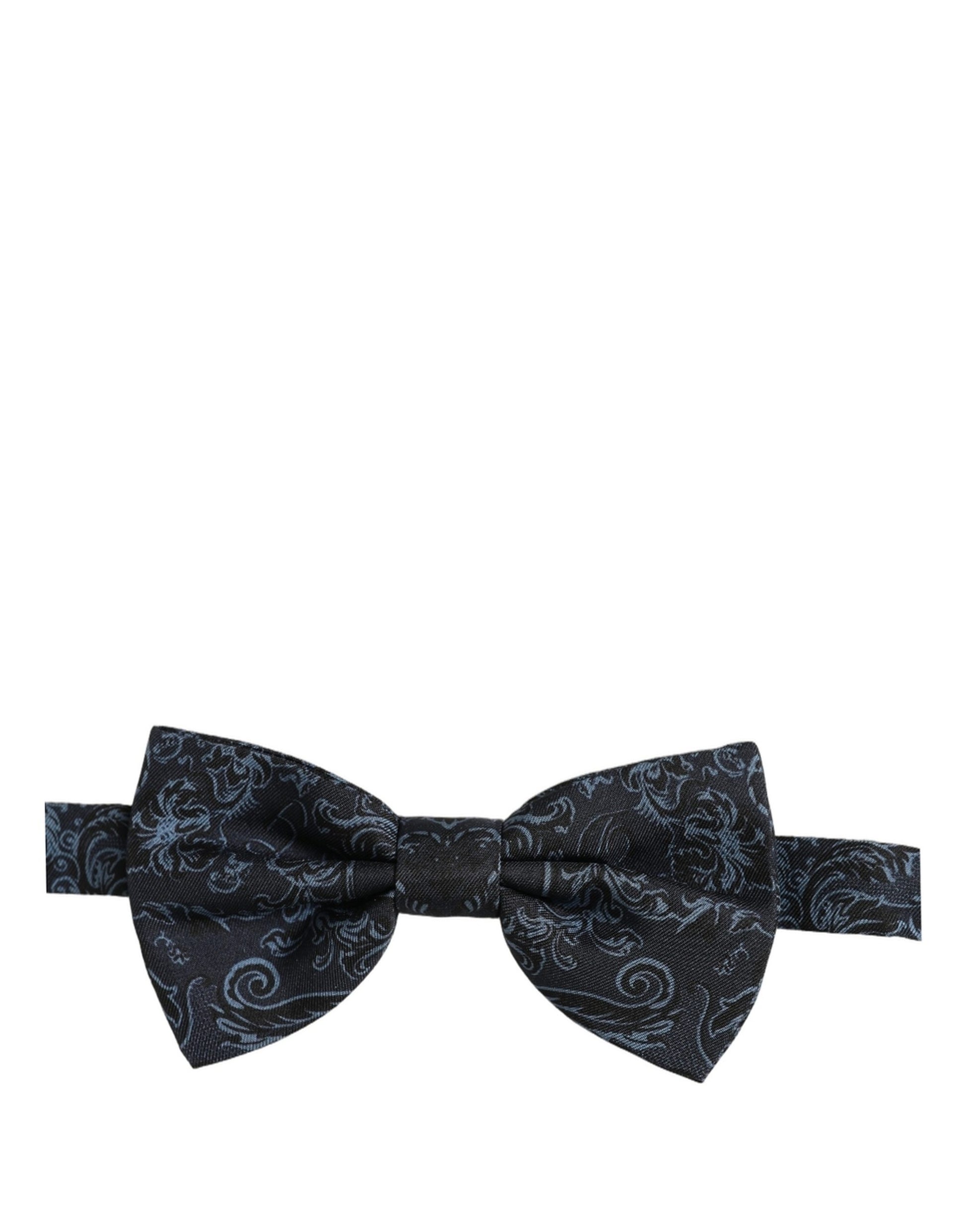Men Black Blue Paisley Adjustable Neck Papillon Bow Tie