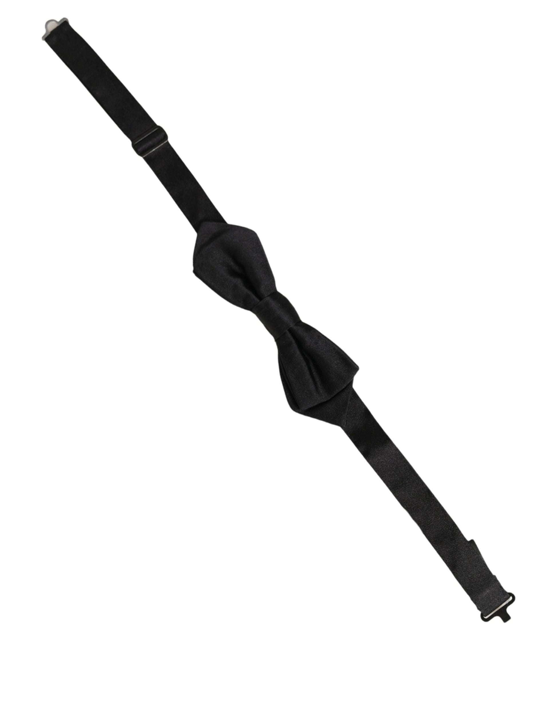 Men Black 100% Silk Adjustable Neck Papillon Bow Tie