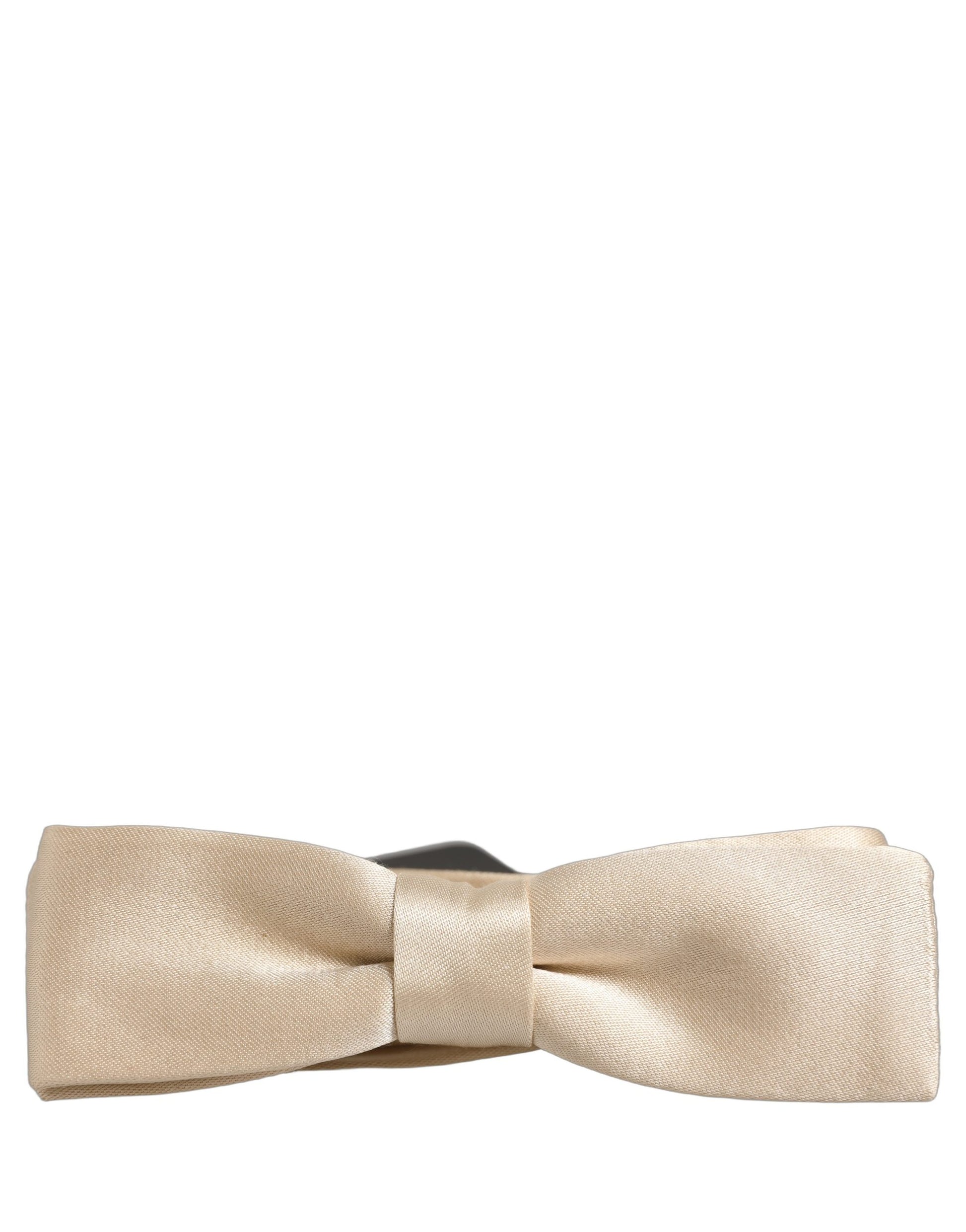 Men Beige 100% Silk Adjustable Neck Papillon Bow Tie