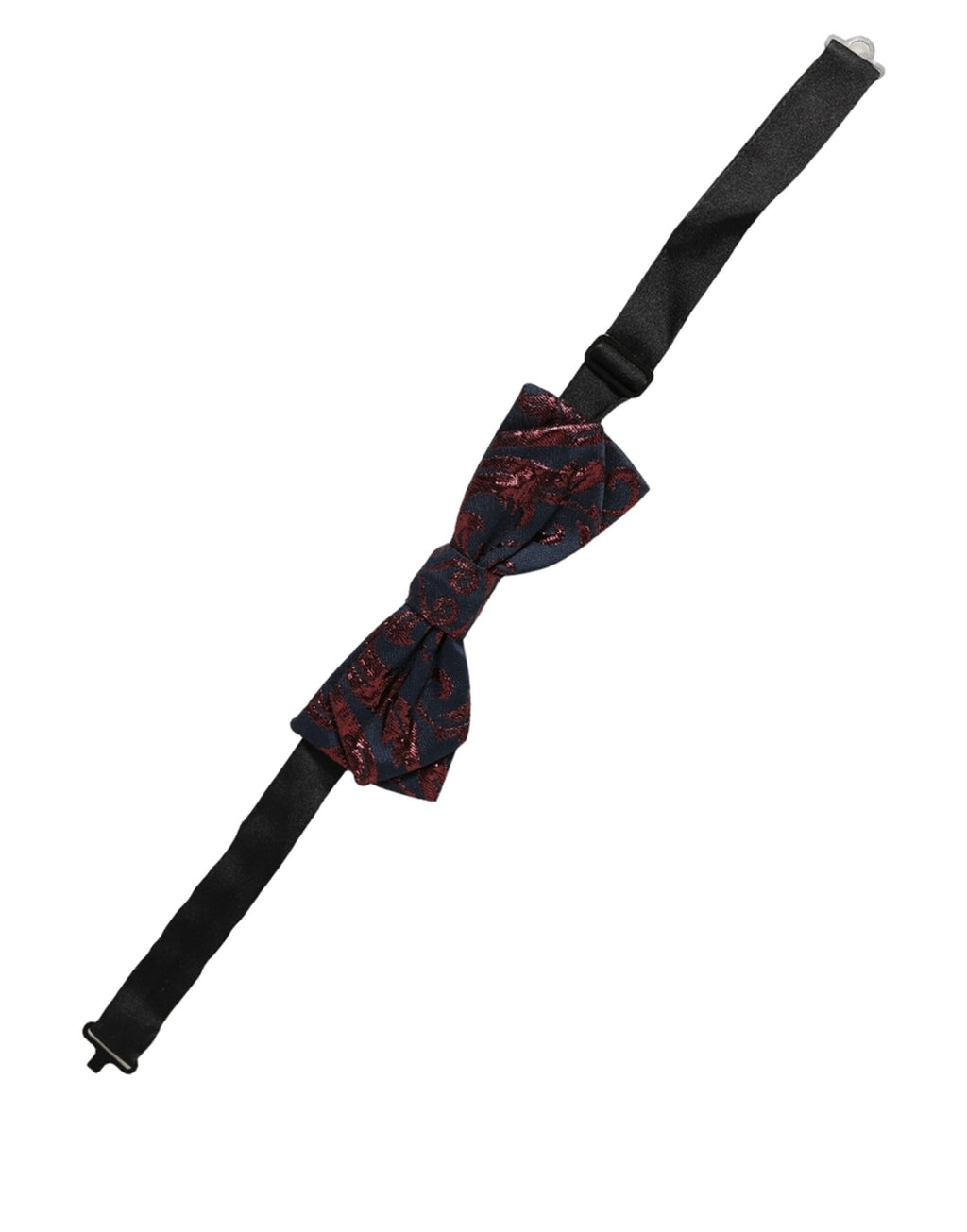 Men Blue Red Paisley Adjustable Neck Papillon Bow Tie