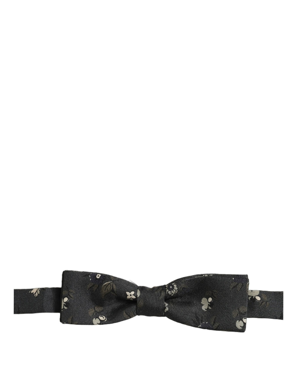 Men Black Floral Silk Adjustable Neck Papillon Bow Tie